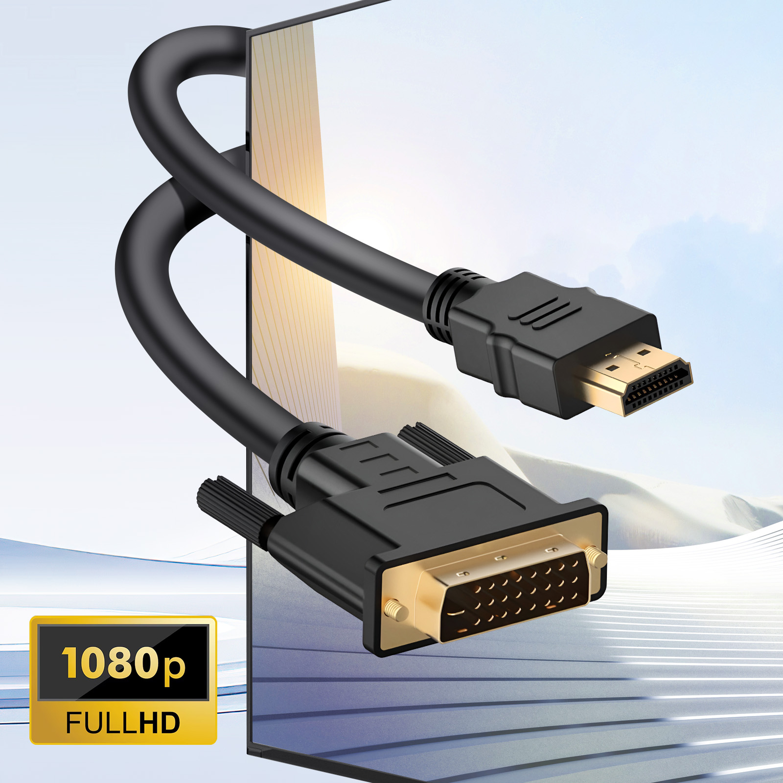 Câble HDMI Mâle Vers DVI-D Mâle - 1 Mètre, Pour Connecter PC à écran Ou Vice-versa