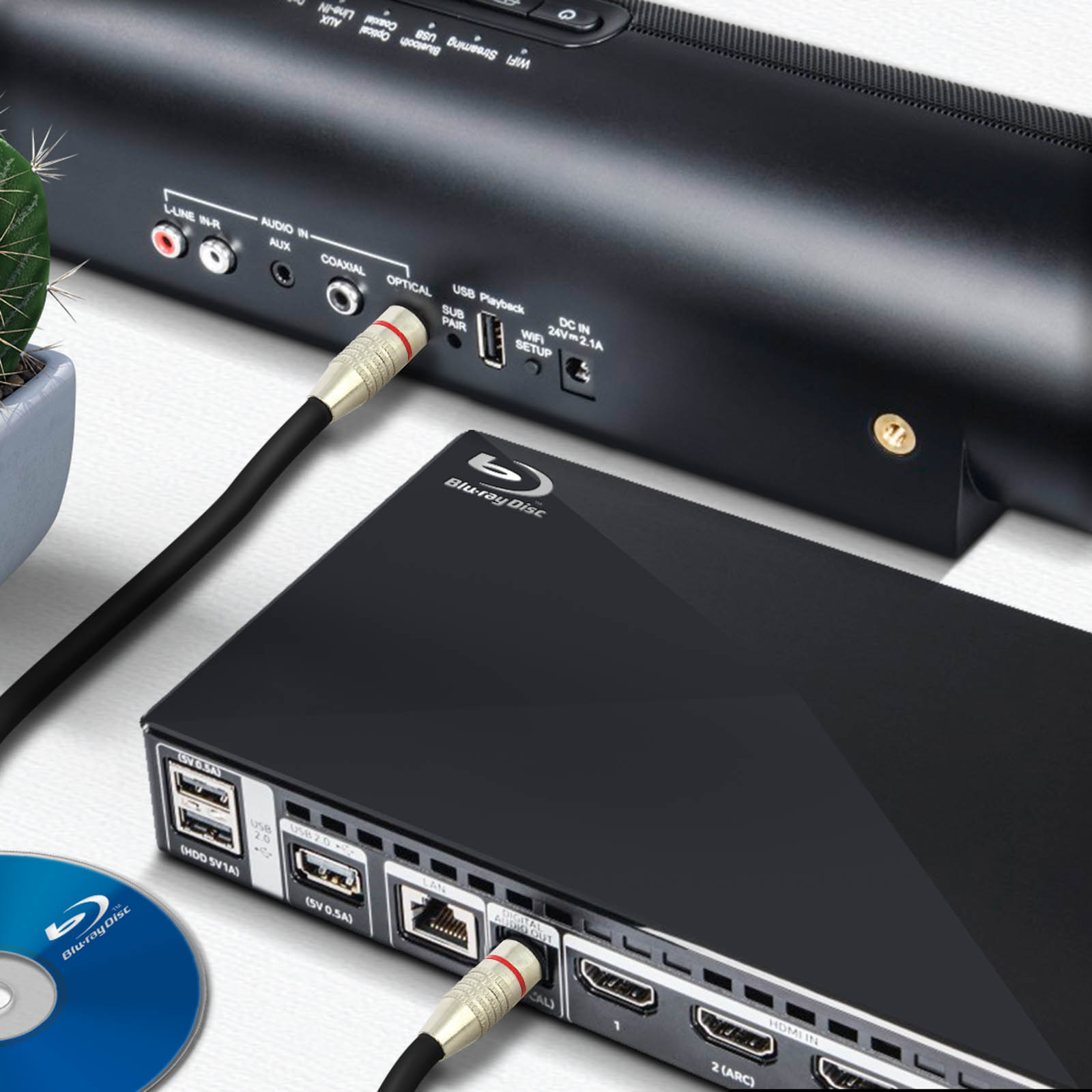 Cavo audio ottico digitale Toslink lanberg 2m nero