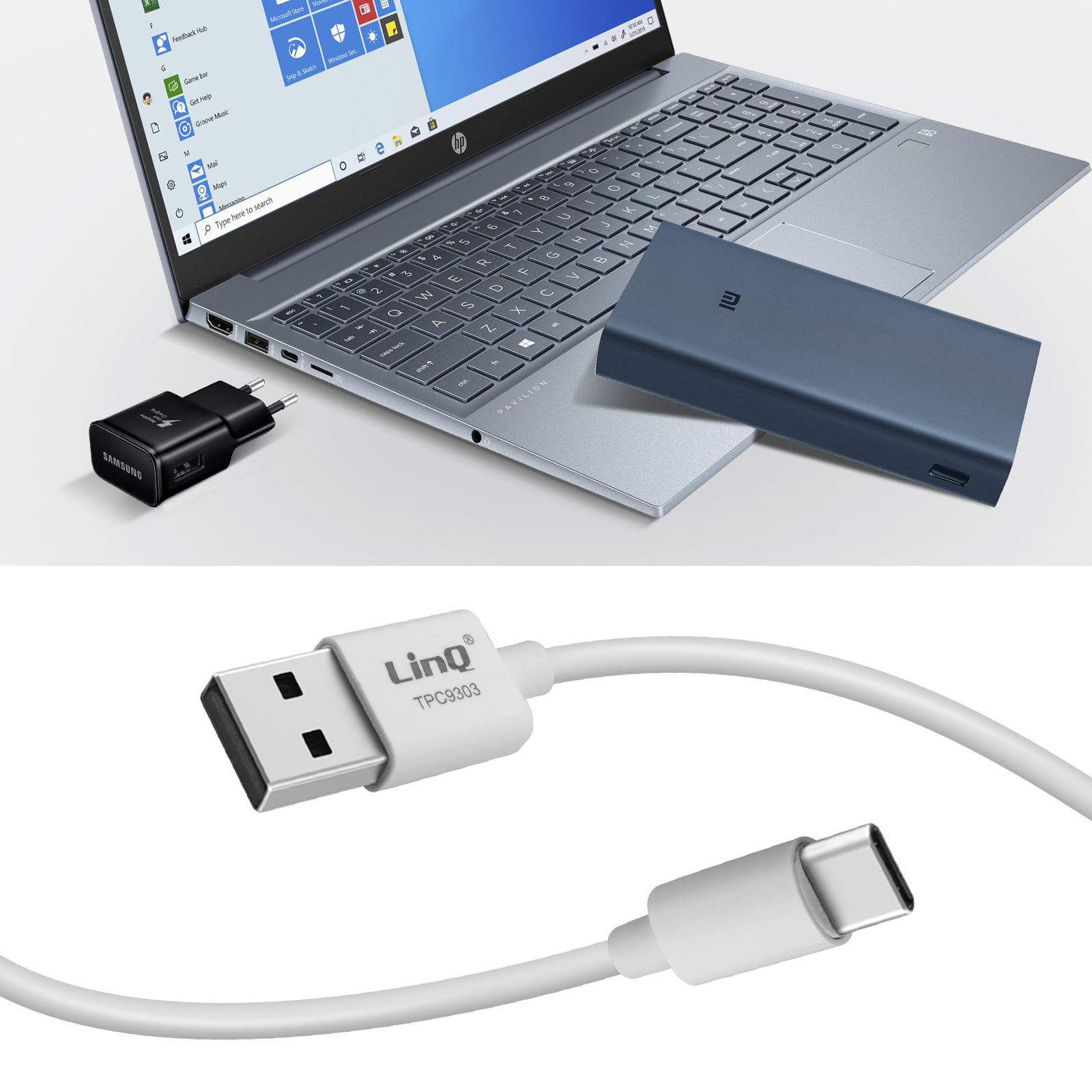 Cavo Subtel Per Notebook Cellulari Cavo Universale Con Connettore USB C Type C & USB A Cavetto Di Ricarica 3A E Trasferimento Dati A 480 MBit/s - USB 2.0, Nero, Per Notebook