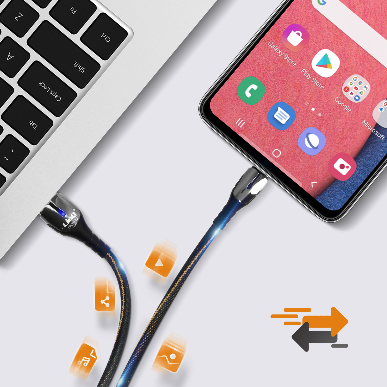 Cavo USB C A Spirale Ricarica Rapida 5A - Cavo Avvolto Retrattile Tipo C Per Carica Veloce