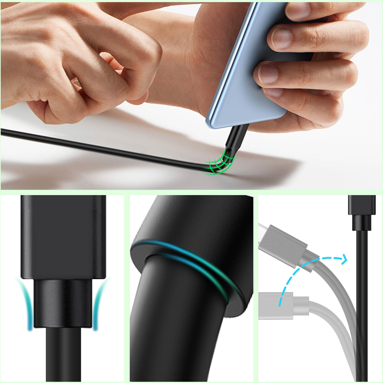Cavo USB C Type-C 1m In Nylon Per Motorola | Cellonic 3A Ricarica Veloce E Trasferimento Dati | Compatibile Con Edge, G7, G8, G9 E Altri - 3