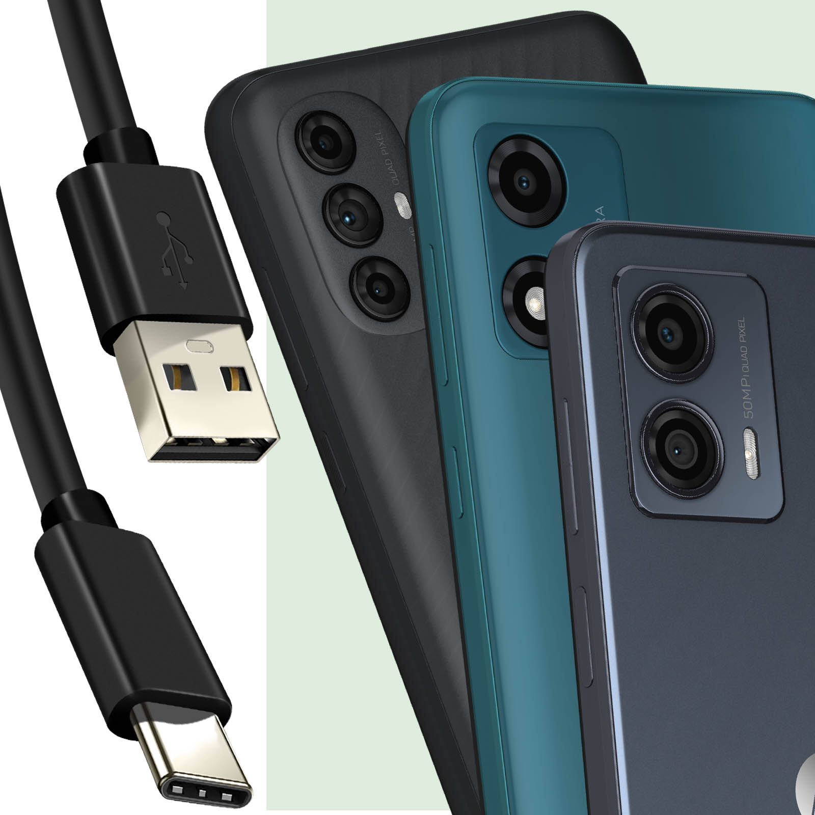 Câble 1M USB C 60W/3.1A PD Vers USB C Compatible Motorola Moto E14 Cordon De Synchronisation Et De Transfert Ultra Rapide