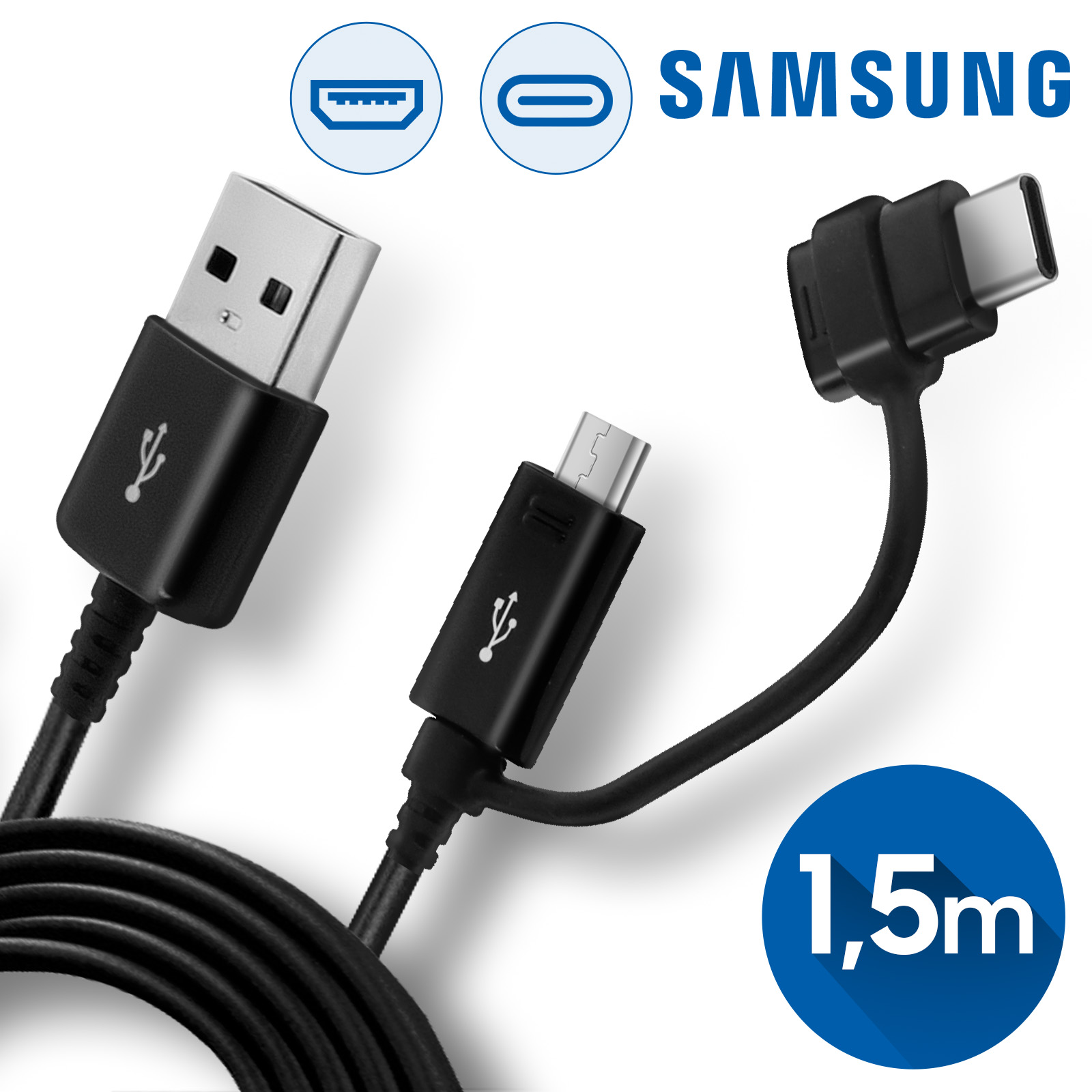 Câble USB Micro-USB 1 Mètre – Compatible Alcatel 1S 2020 Et Autres Appareils – Transfert Et Charge Rapide – Noir - 4