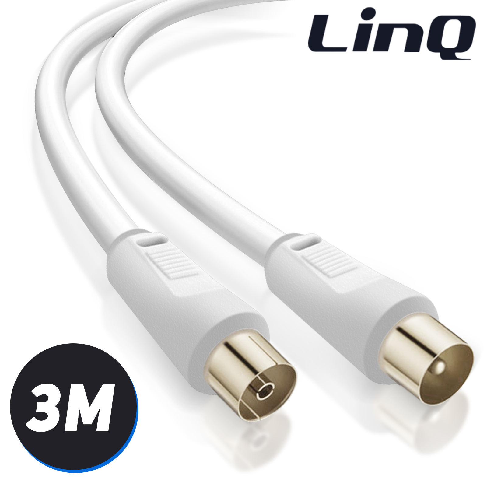 Hama Cable Antena Coaxial 3 Metros 100dB | Triple Blindaje Y Conectores Dorados Para TV | Blanco
