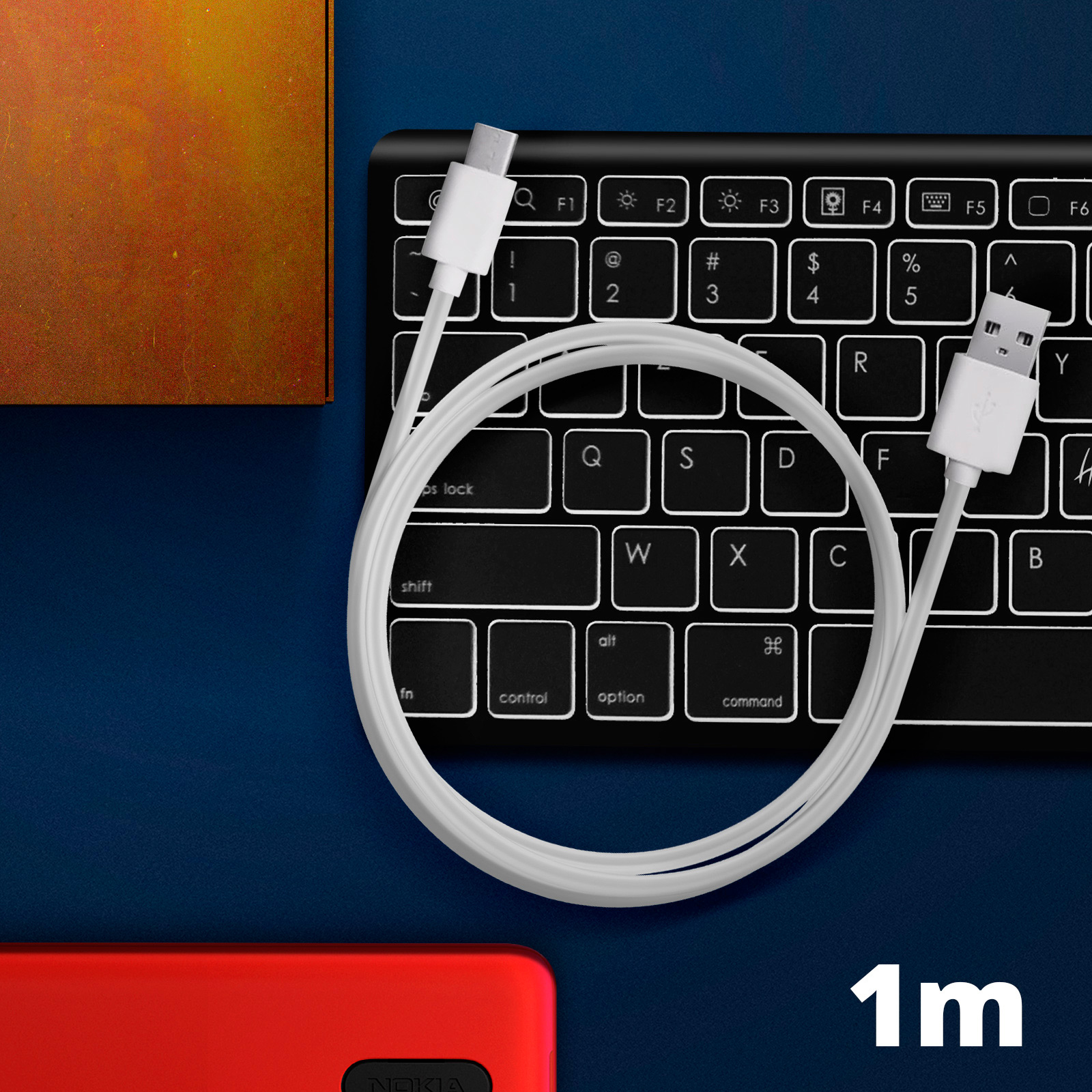 Cavo USB Tipo C Intrecciato In Nylon Per Xiaomi Mi 9T - Ricarica Veloce E Sincronizzazione Dati, 1.3 Metri, Oro - 4