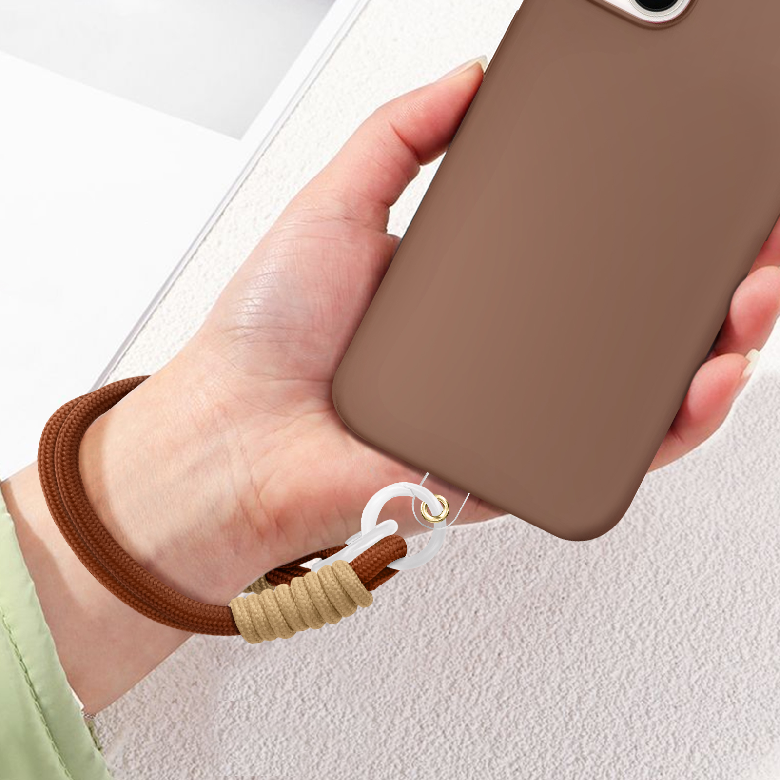 Lostars Dragonne Téléphone Perles De Marbre Naturelles - Bracelet Mains Libres Réglable Pour Femme