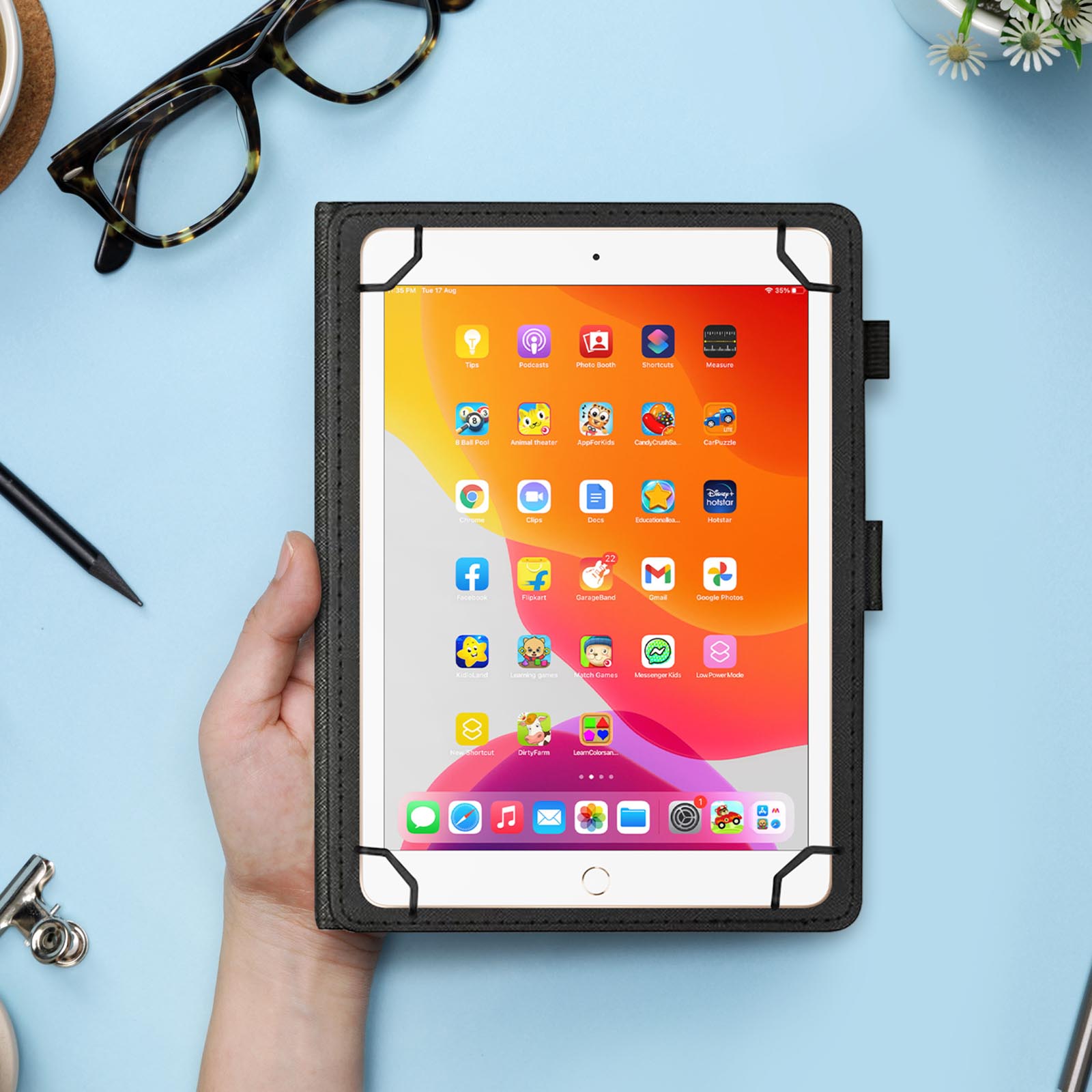 HGWALP Étui Universel Tablette 9 à 11 Pouces - Housse Cuir Support Multi-Angles Avec Dragonne