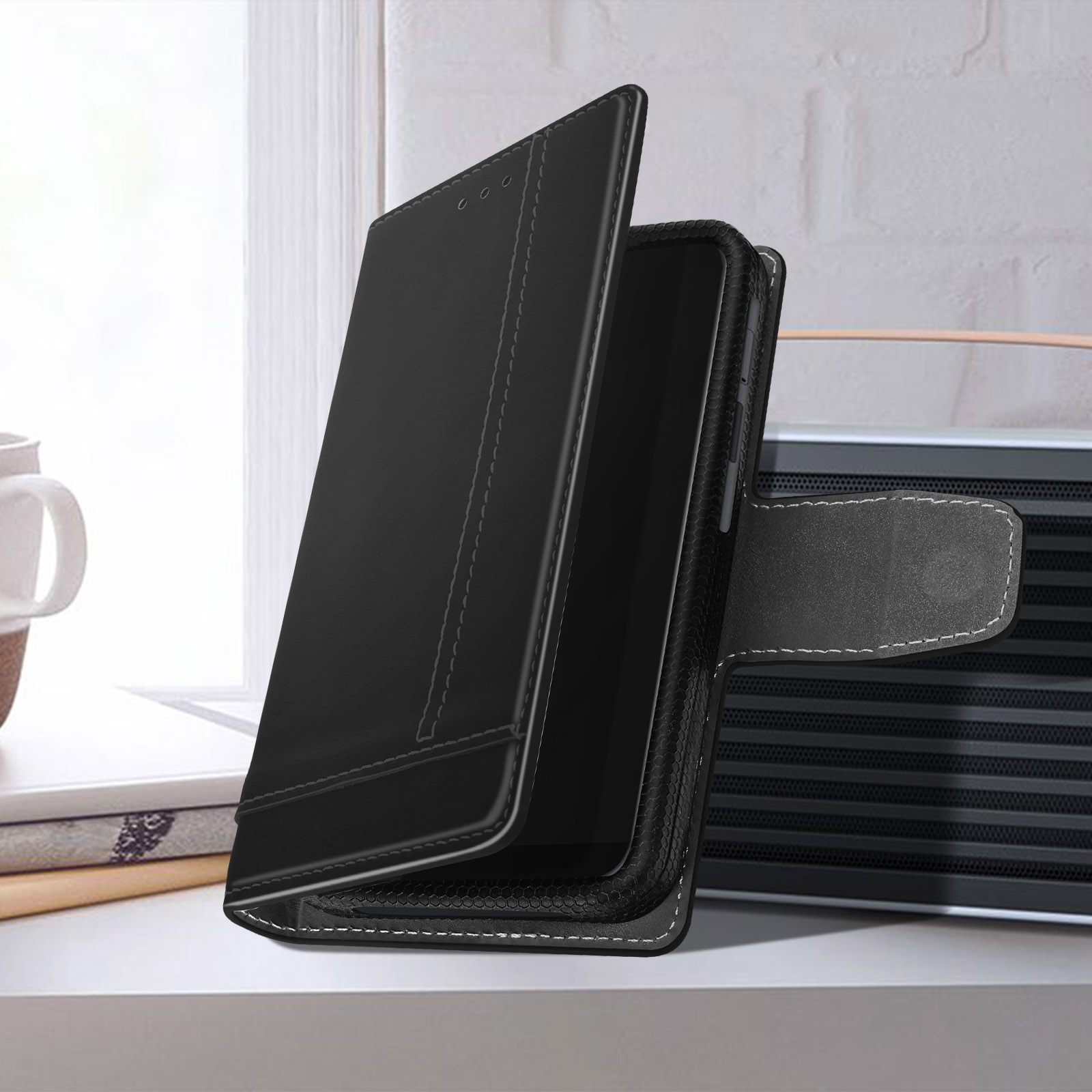 Housse Étui Luxe Universel Noir Horizontal Taille F Pour LG G3 (D855) - Cuir Écologique
