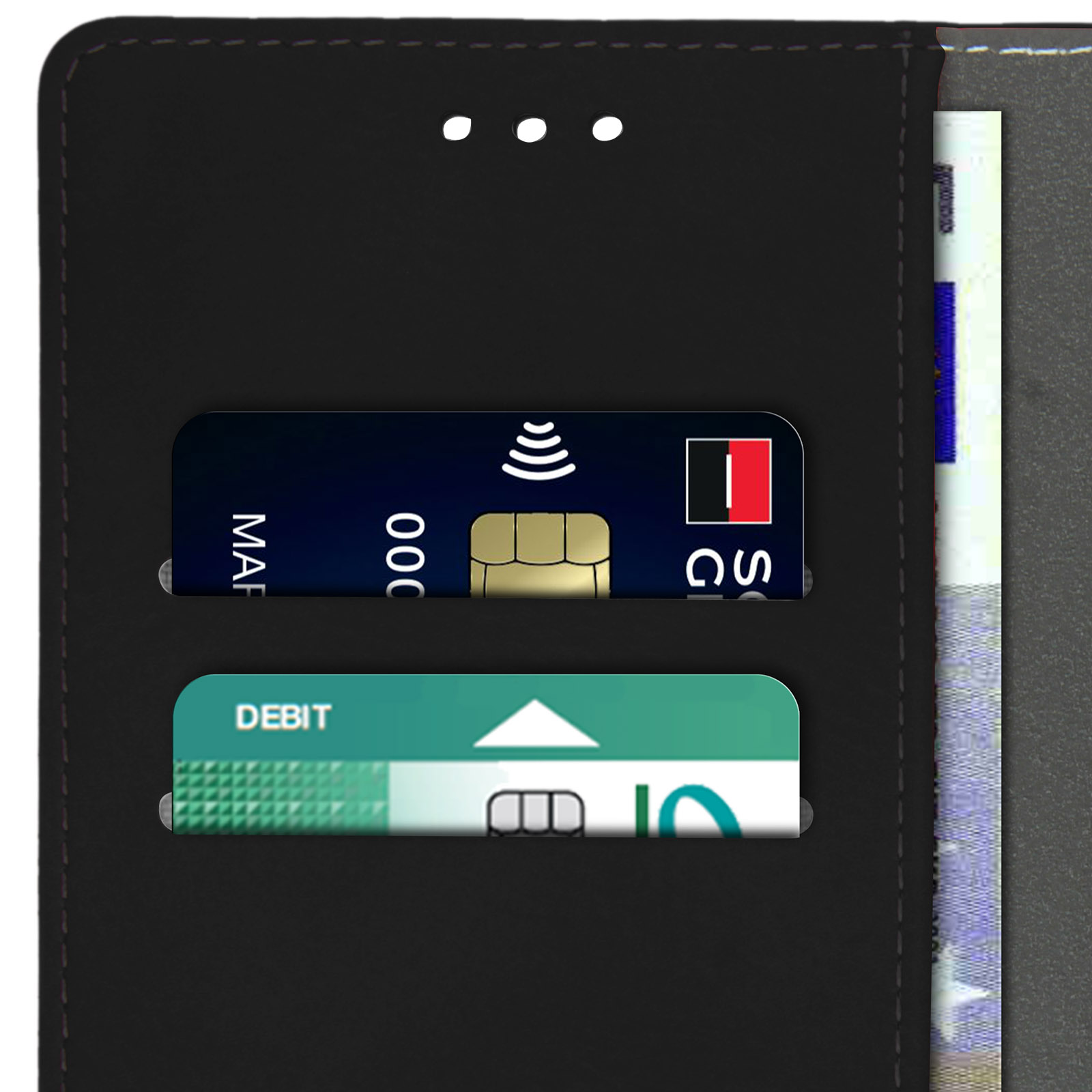 Torre Portafoglio In Pelle PU Con Supporto Per Motorola Moto E6 Plus - Custodia TPU Con Slot Carte E Chiusura Magnetica - Nero