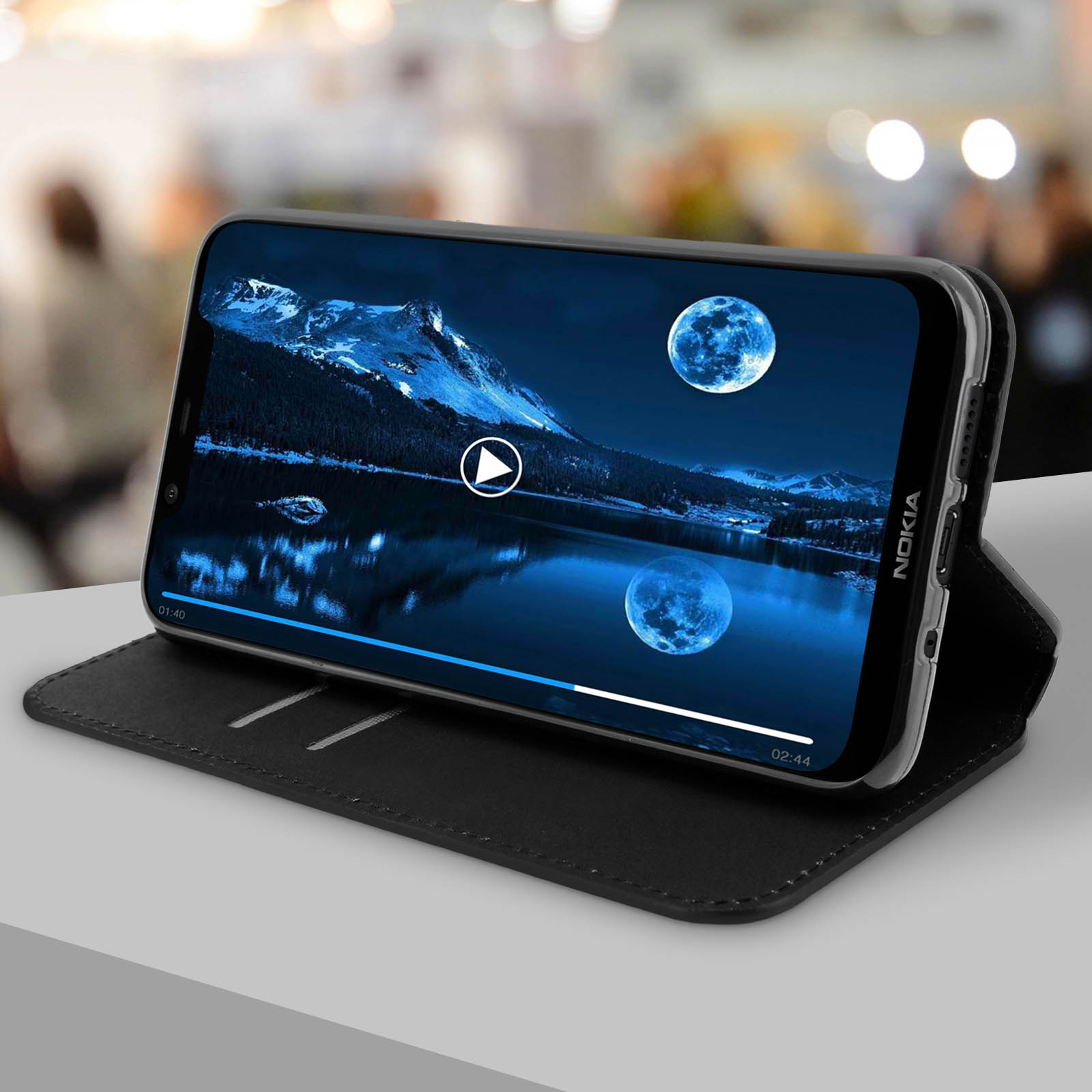 Custodia Flip In Pelle Sintetica Con Porta Carte E Cavalletto Per Nokia 8.1