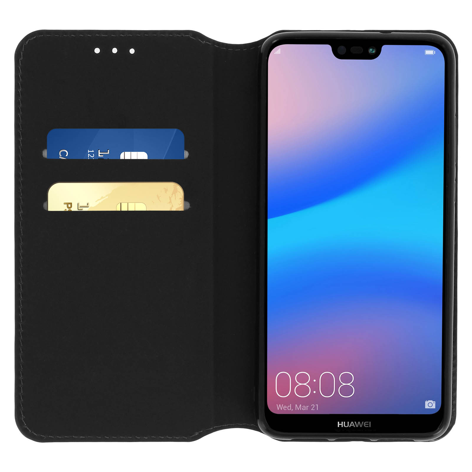 Custodia A Portafoglio In Pelle Per Huawei P20 Lite - Ecopelle Viola Con Chiusura Magnetica, ANE-LX1/LX2 - 2