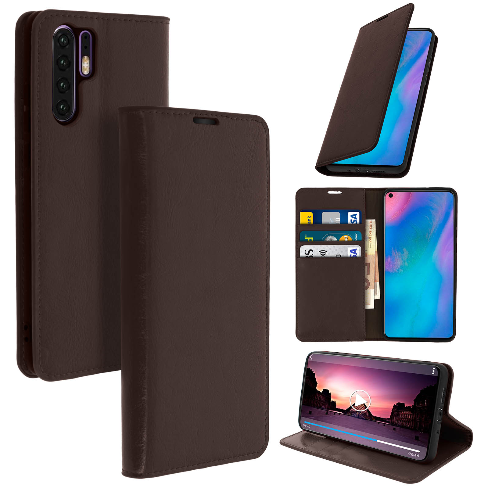 Custodia Flip Originale Huawei P30 Pro, Con Finestra Intelligente Per Notifiche E Risposte Rapide, Nero