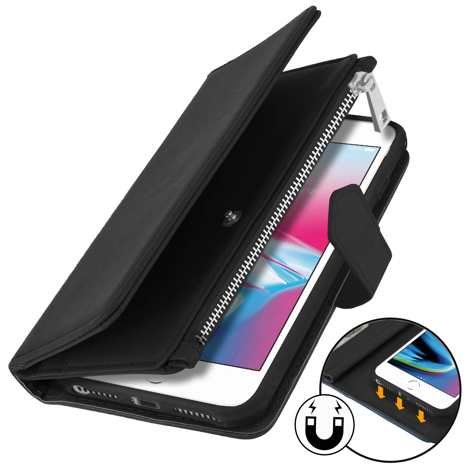 Etui Housse Coque Portefeuille Cuir iPhone 6/6s Miroir à Rabat Pochette