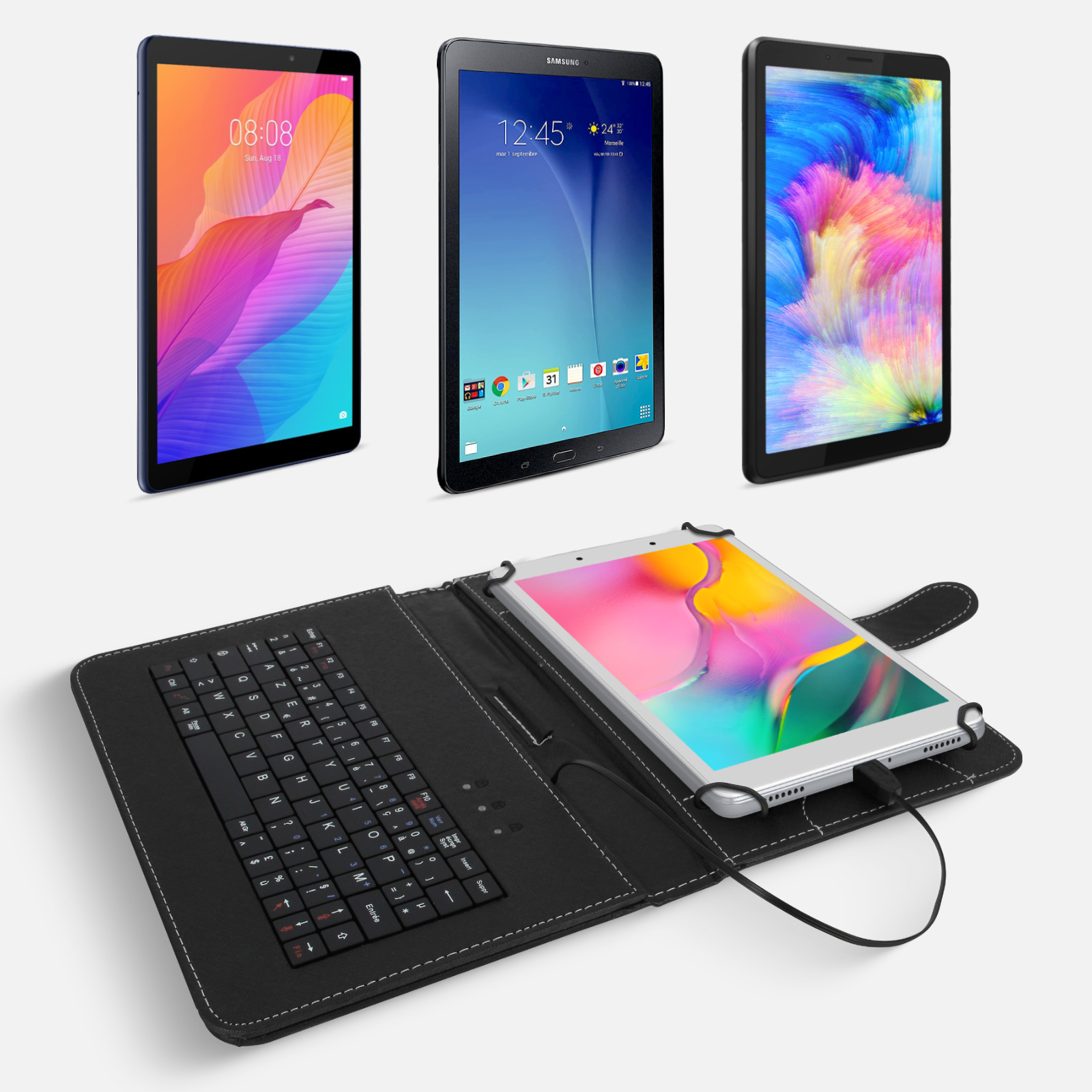 Étui En Cuir Pour IPad Avec Clavier Et Souris Bluetooth RGB Blue IPad 10 10 9 Pouces 94333311