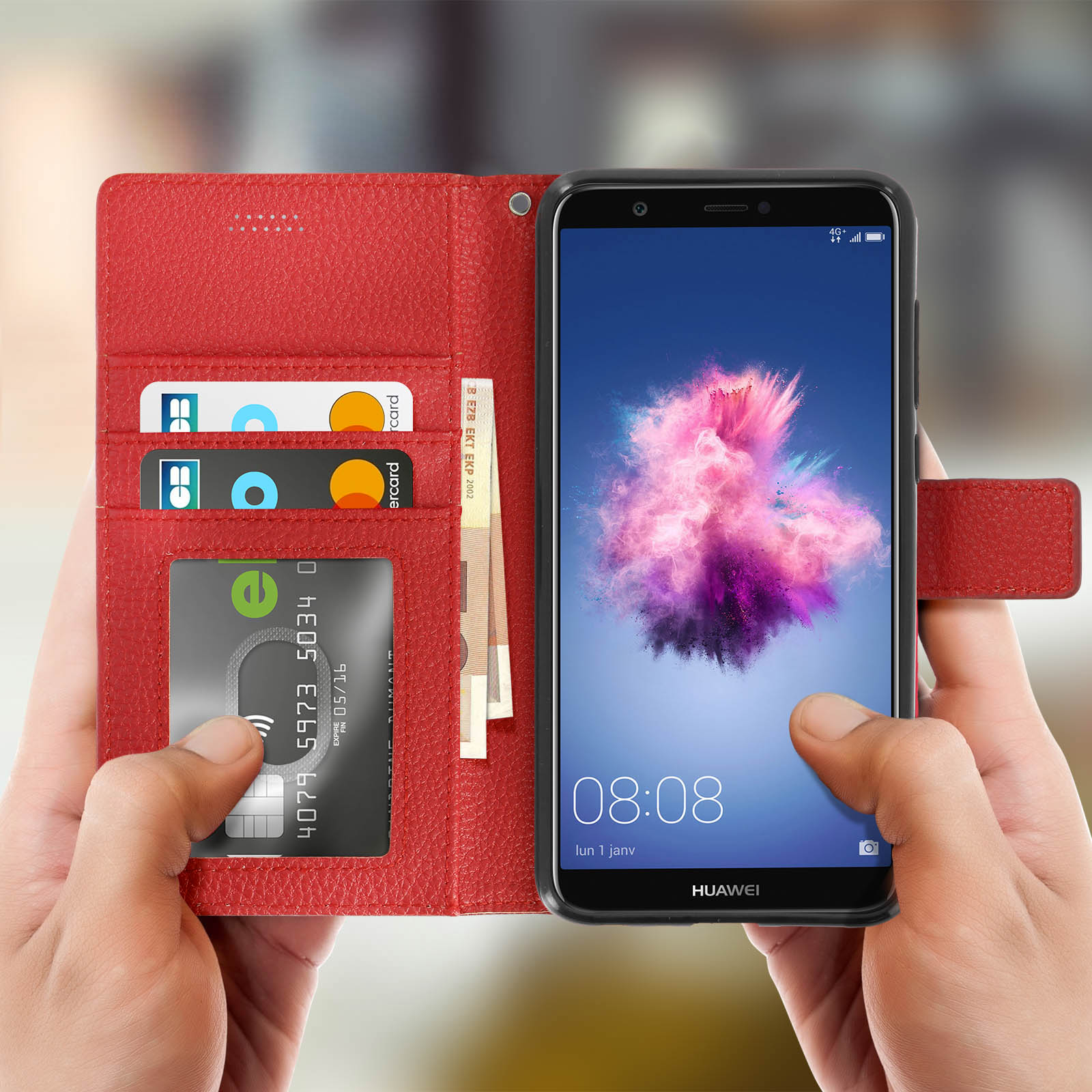 Copmob Custodia Flip Magnetico In Pelle Per Huawei P30 – Portafoglio Con 3 Slot E Supporto Antiscivolo