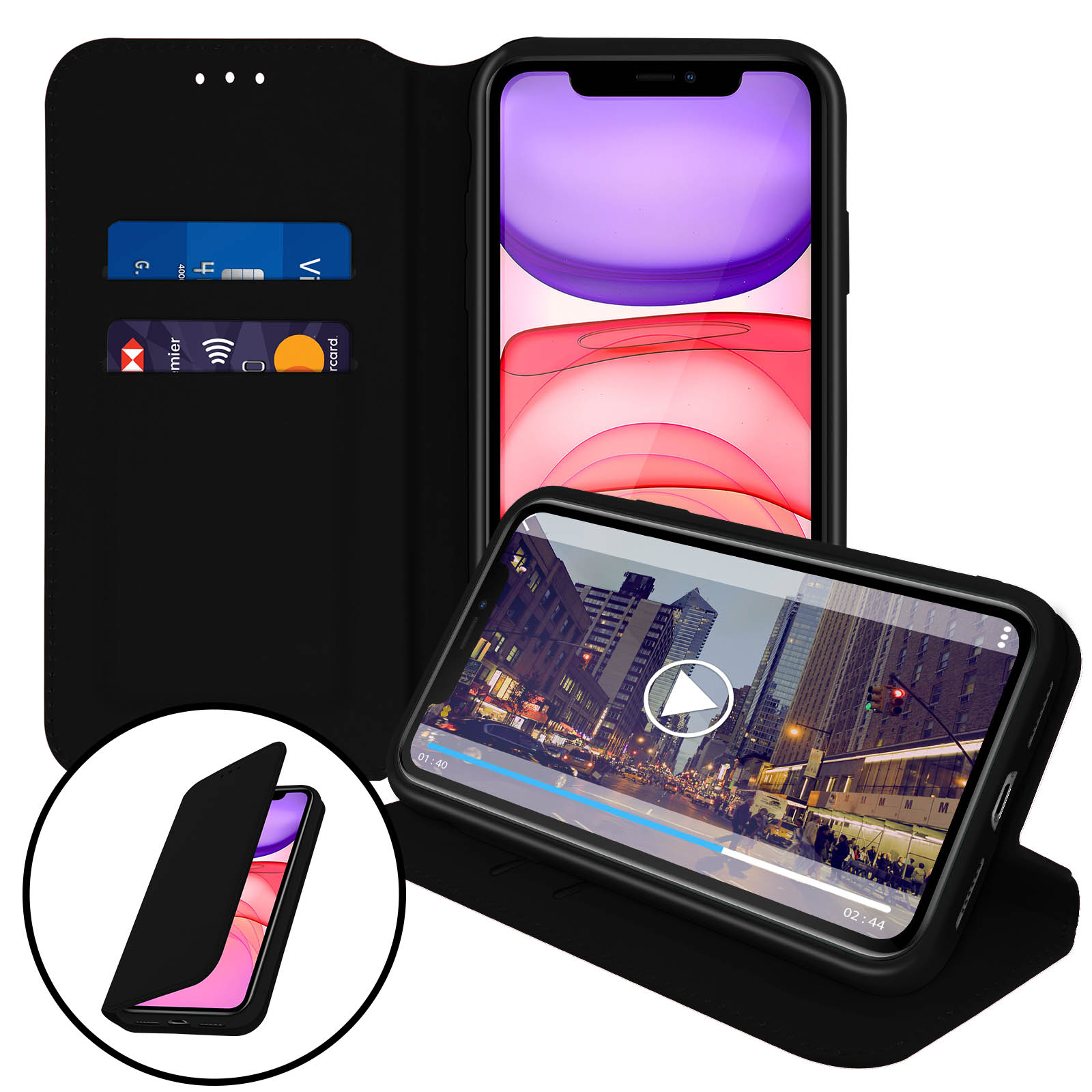 Bakicey Custodia Per IPhone 11 Con Supporto Anello A 360° E Magnete – Morbida Silicone Nero Con Bordo Dorato, Antiurto, Compatibile Con Supporto Magnetico Auto - 3