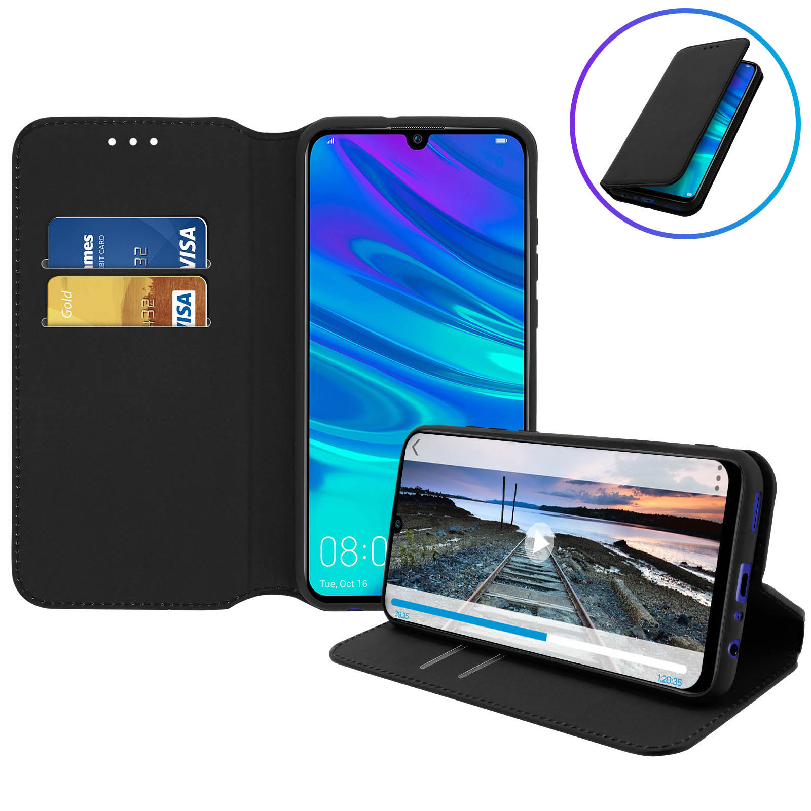 Étui portefeuille pour Huawei P Smart 2019/Honor 10 Lite, motif