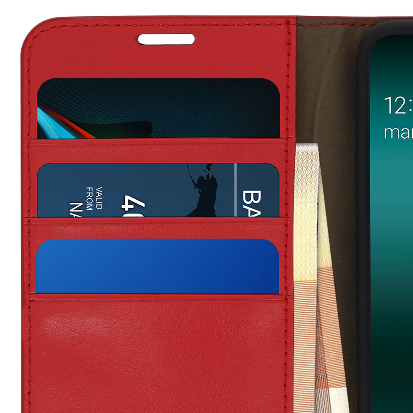Custodia A Portafoglio In Pelle PU Con Supporto Per Swissvoice G50 5, Colore Blu Scuro - 2