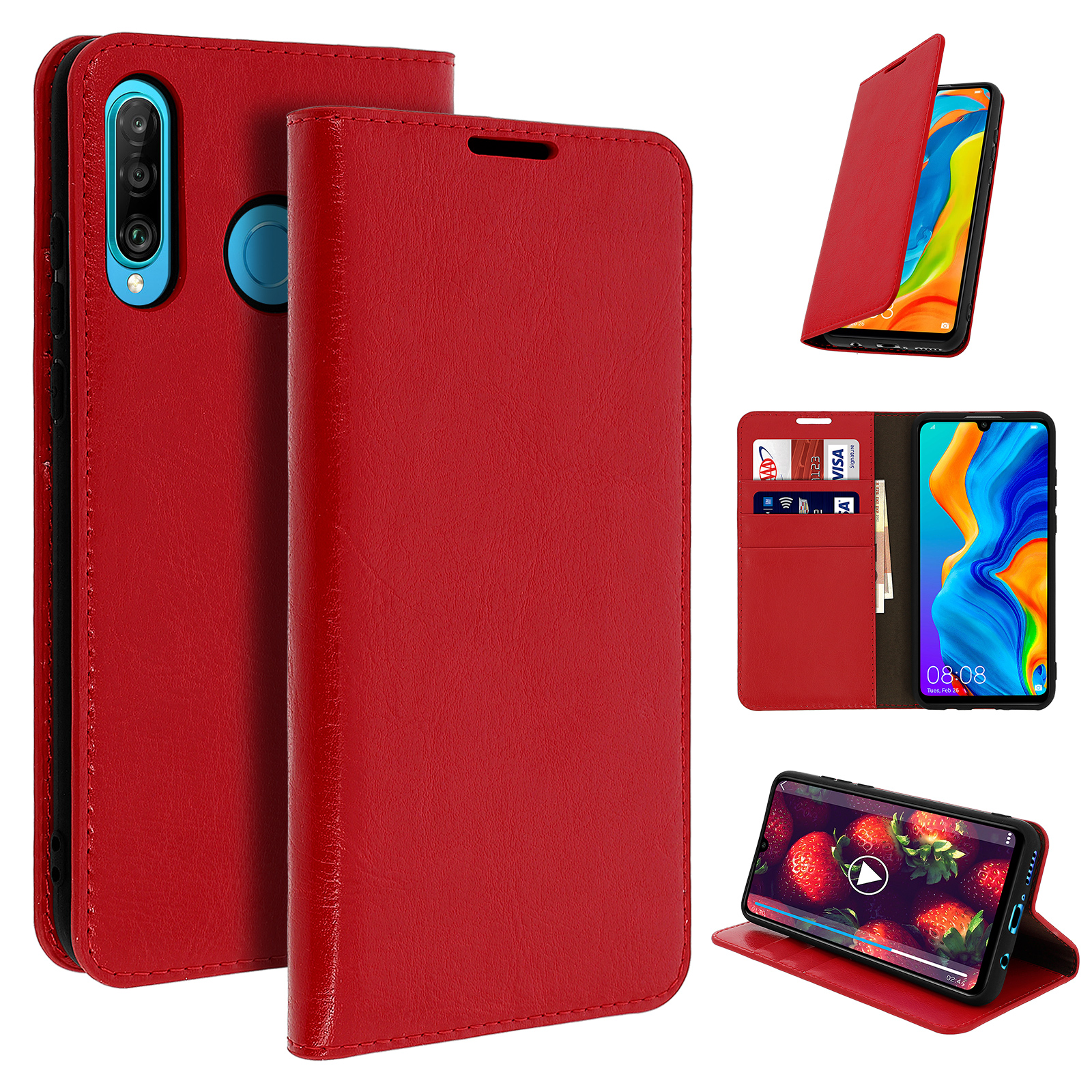 Rokmym Cover per Huawei P30, Custodia Ultra Flip Case Clear View Specchio Standing Cover Protettiva Antiurto Anti-Graffio Custodia Pelle Libro Fondina per Huawei P30 Pro (nero, Huawei P30 Pro