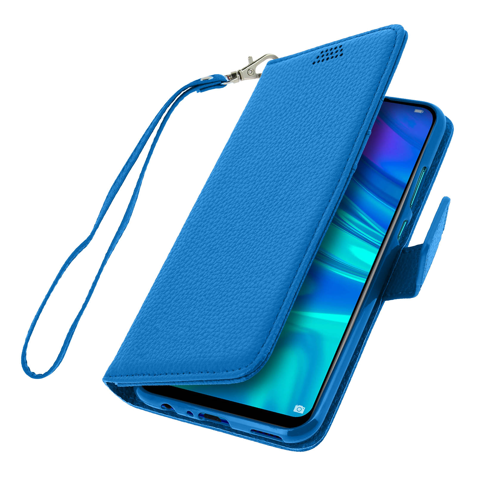 Custodia Portafoglio In Pelle Per Huawei P Smart 2019 / Honor 10 Lite - Con Slot Carte E Supporto Per Video - Blu