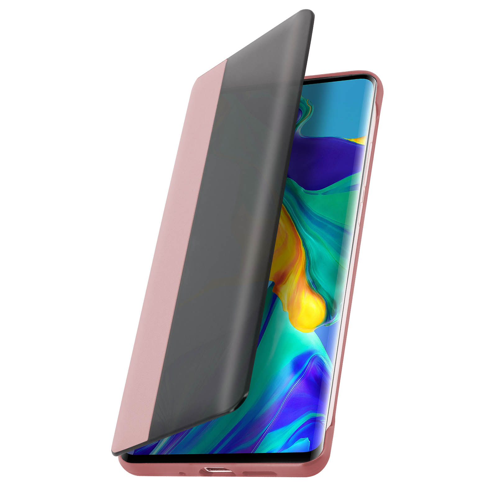 Coque Huawei P30 Pro Clear View, étui Rabat Translucide Little Boutik (Noir M)