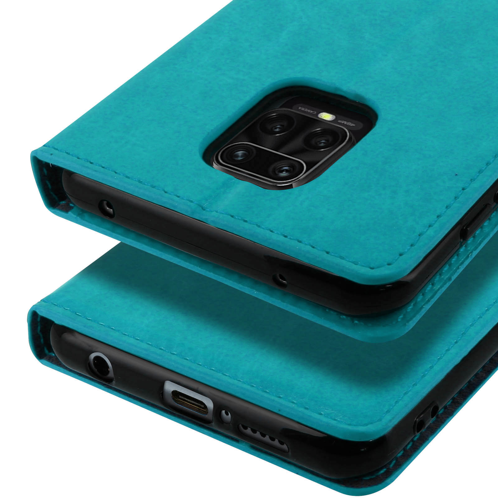 Saturcase – Custodia A Portafoglio In Pelle Sintetica Per Xiaomi Redmi Note 9S/Note 9 Pro/Note 9 Pro Max (Oro) Con Stampa Gatti E Cani - 3