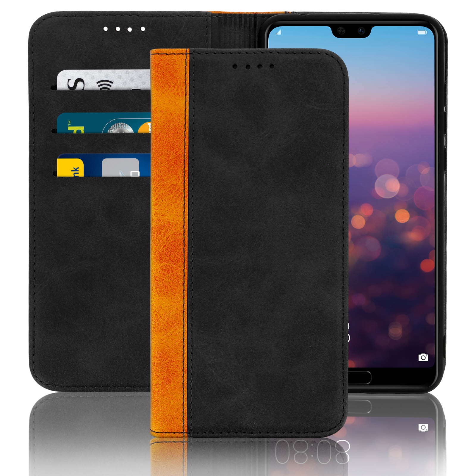 CHENYING Custodia per Huawei Honor 9X (6.59) Flip Cover Magnetica Adsorbimento Bumper in Metal 360 Gradi Full Body Protezione Cover Trasparente Vetro