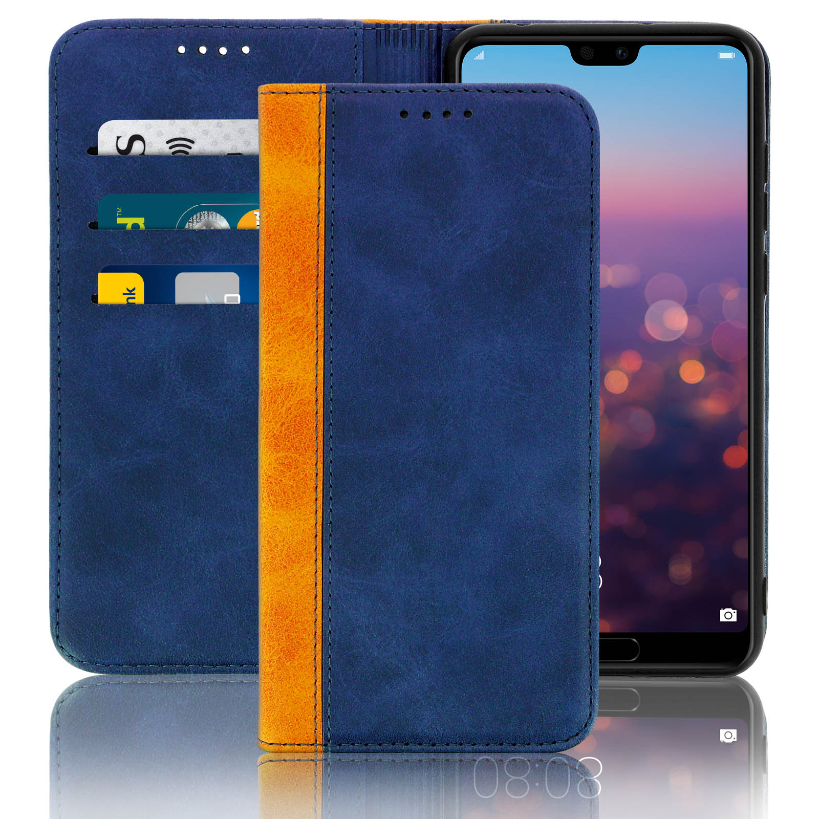 Étui en cuir pour Huawei P20 Pro, cuir Litschi, étui