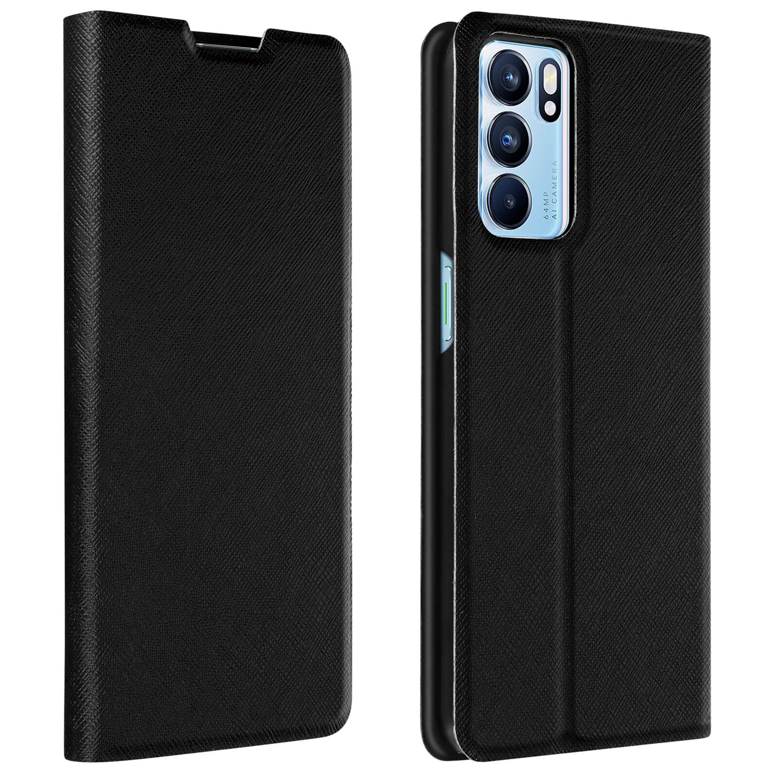 Housse Oppo Reno 8 5G Clapet Portefeuille - Fonction Support Vidéo - Noir Neuf