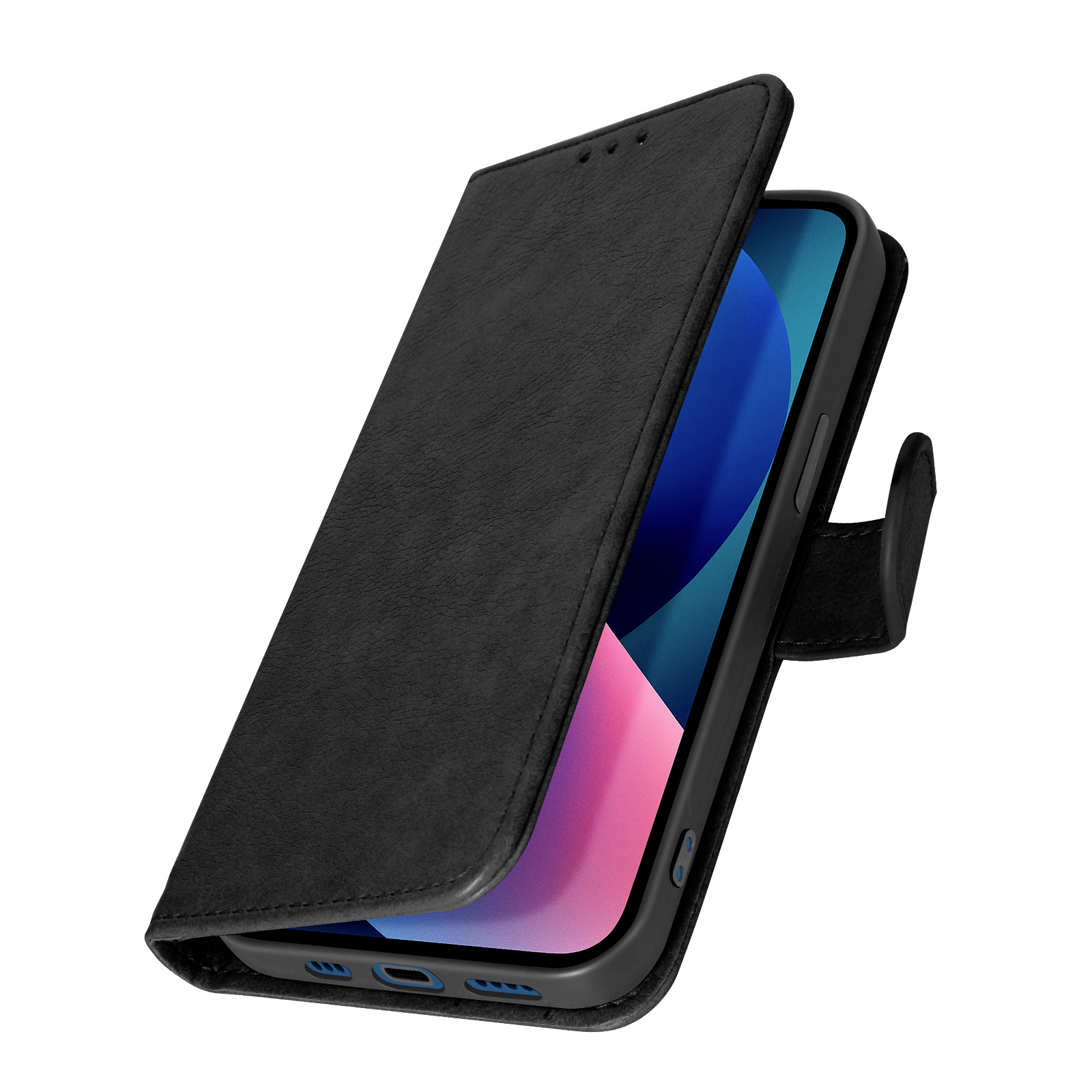 Klapphlle fr Apple iPhone 13 Mini, Tasche Handyhlle mit Kartenfchern   Schwarz - German