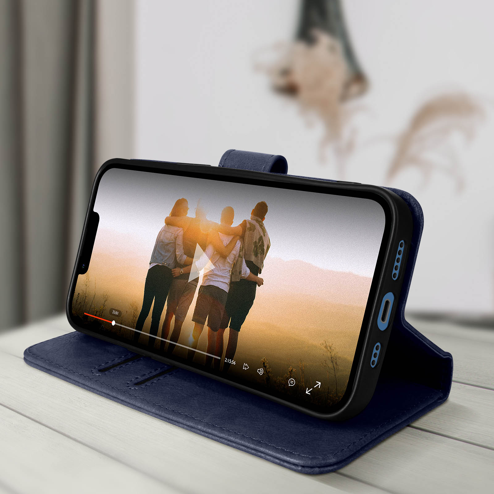 PH26 Etui Housse Folio Portefeuille Wiko Pulp 4G - Éco-Cuir Bleu Avec Clapet Magnétique