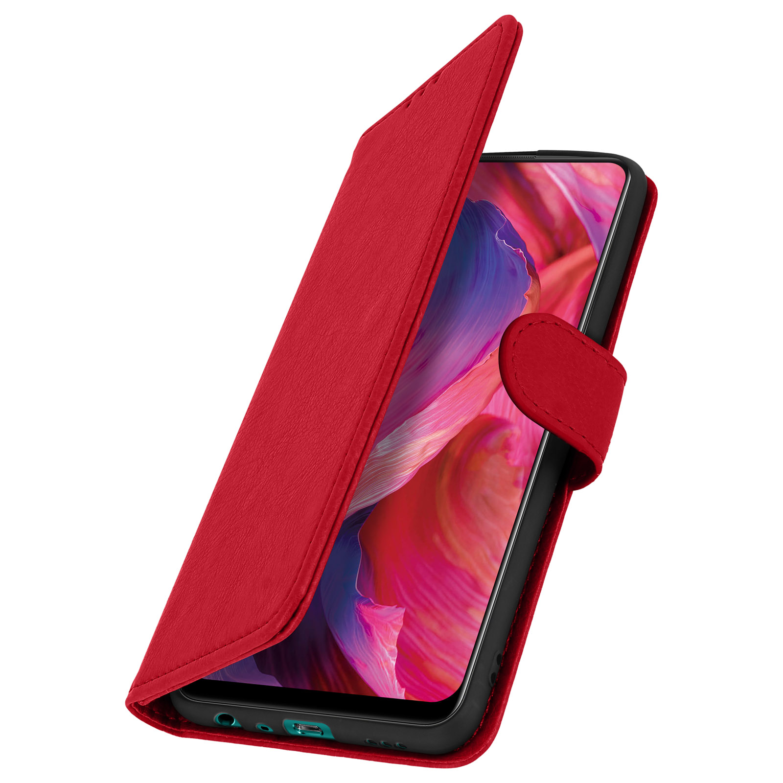 Klapphlle fr Oppo A74 5G / A54 5G, Tasche Handyhlle mit Kartenfchern   Rot - German