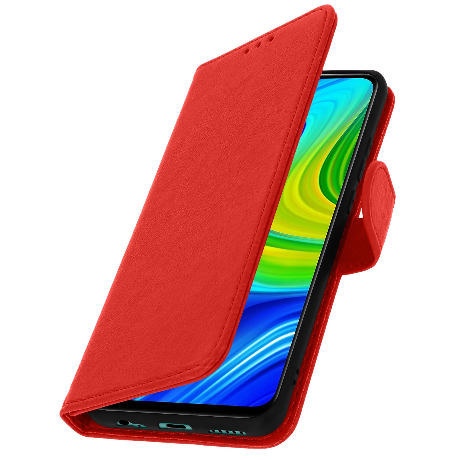 Tenphone Custodia Portafoglio In PU Per Xiaomi Redmi Note 9 (6,53'') - Chiusura Magnetica E Slot Porta Carte - Nero
