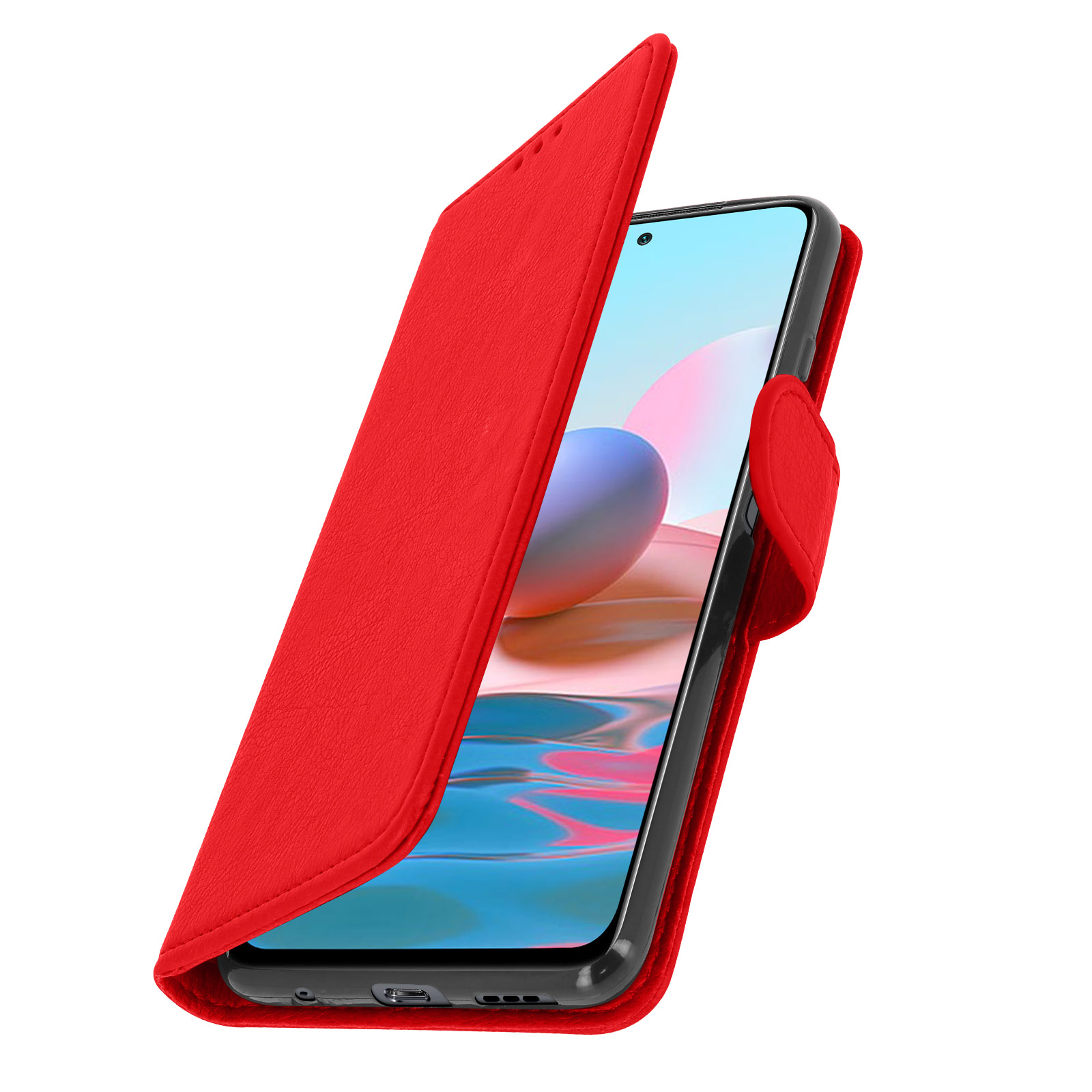 Klapphlle fr Xiaomi Redmi Note 10 Pro, Tasche Handyhlle mit  Kartenfchern  Rot - German