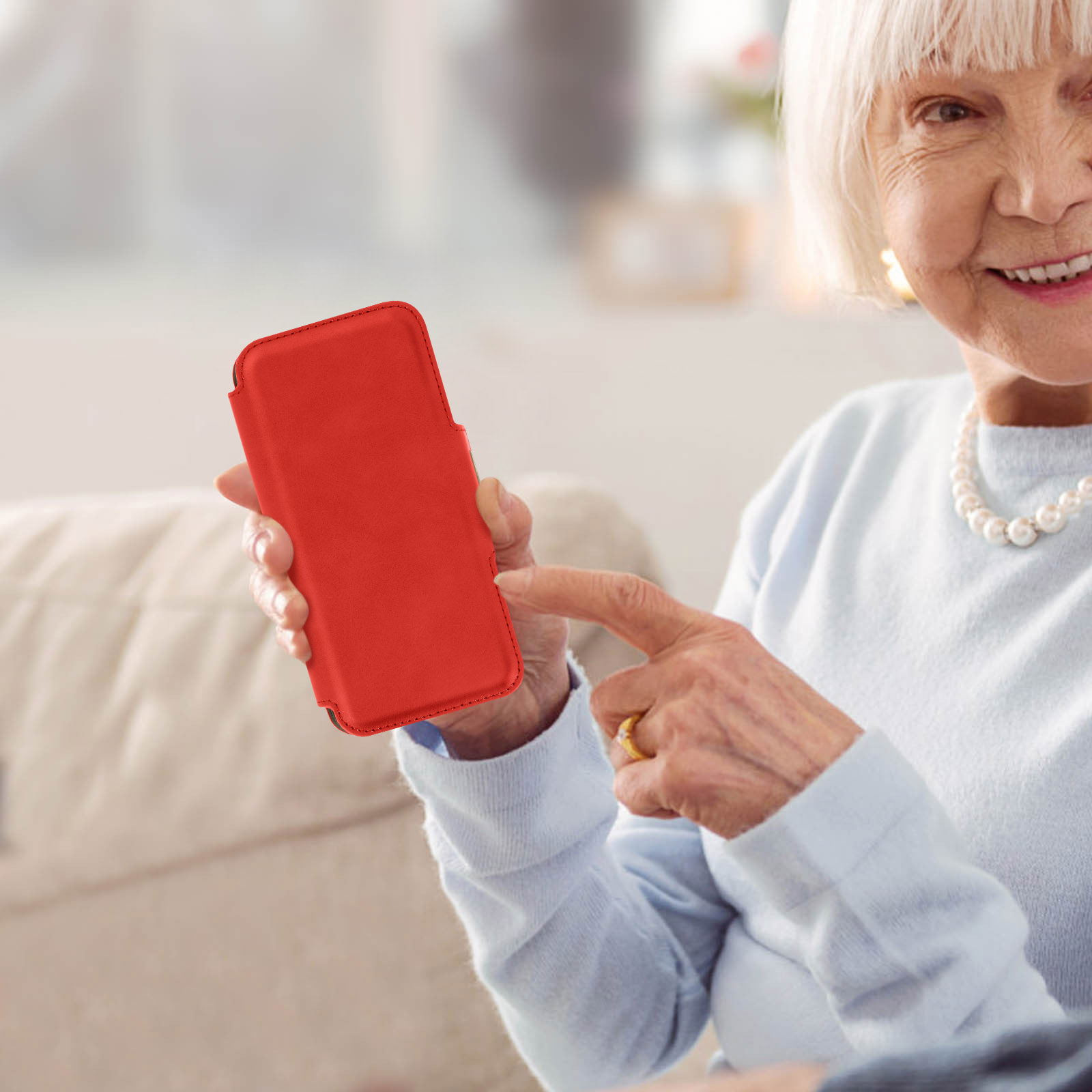 Étui Portefeuille Caseroxx Pour Doro 1880/1881 / 5860 En Cuir Artificiel Avec Porte-cartes – Rouge - Téléphonie