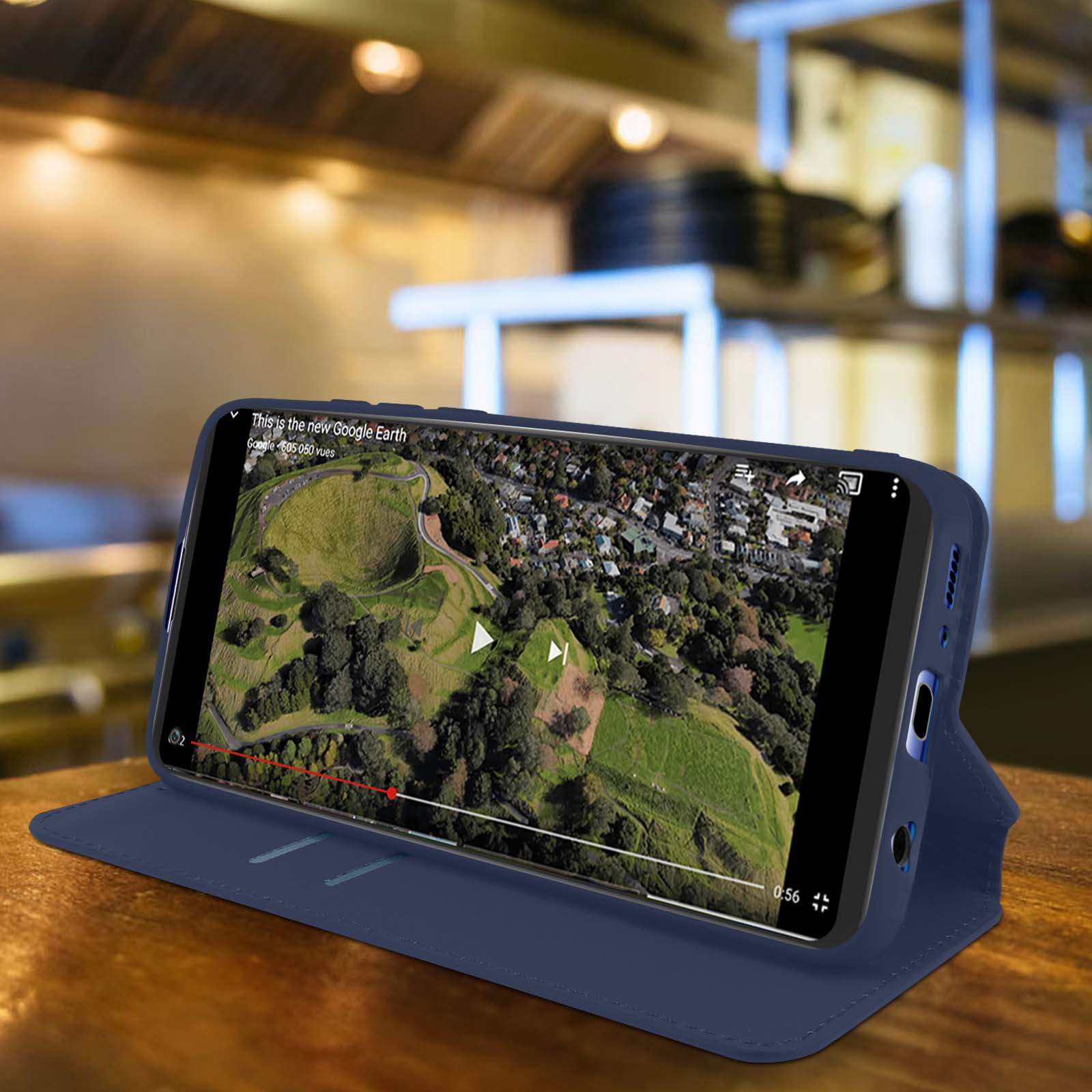 Custodia Flip Portacarte e Stand Video - blu per Samsung Galaxy
