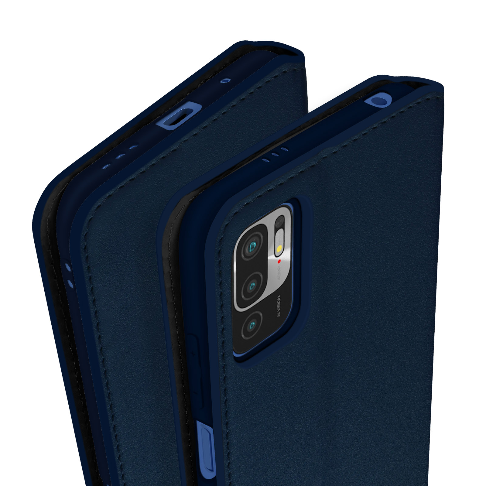 Fertuo Cover Portafoglio Per Xiaomi POCO M3 Pro / Redmi Note 10 5G | Custodia A Libro In Pelle PU Con Bumper In Silicone | Fibbia Magnetica E Porta Carte | Blu