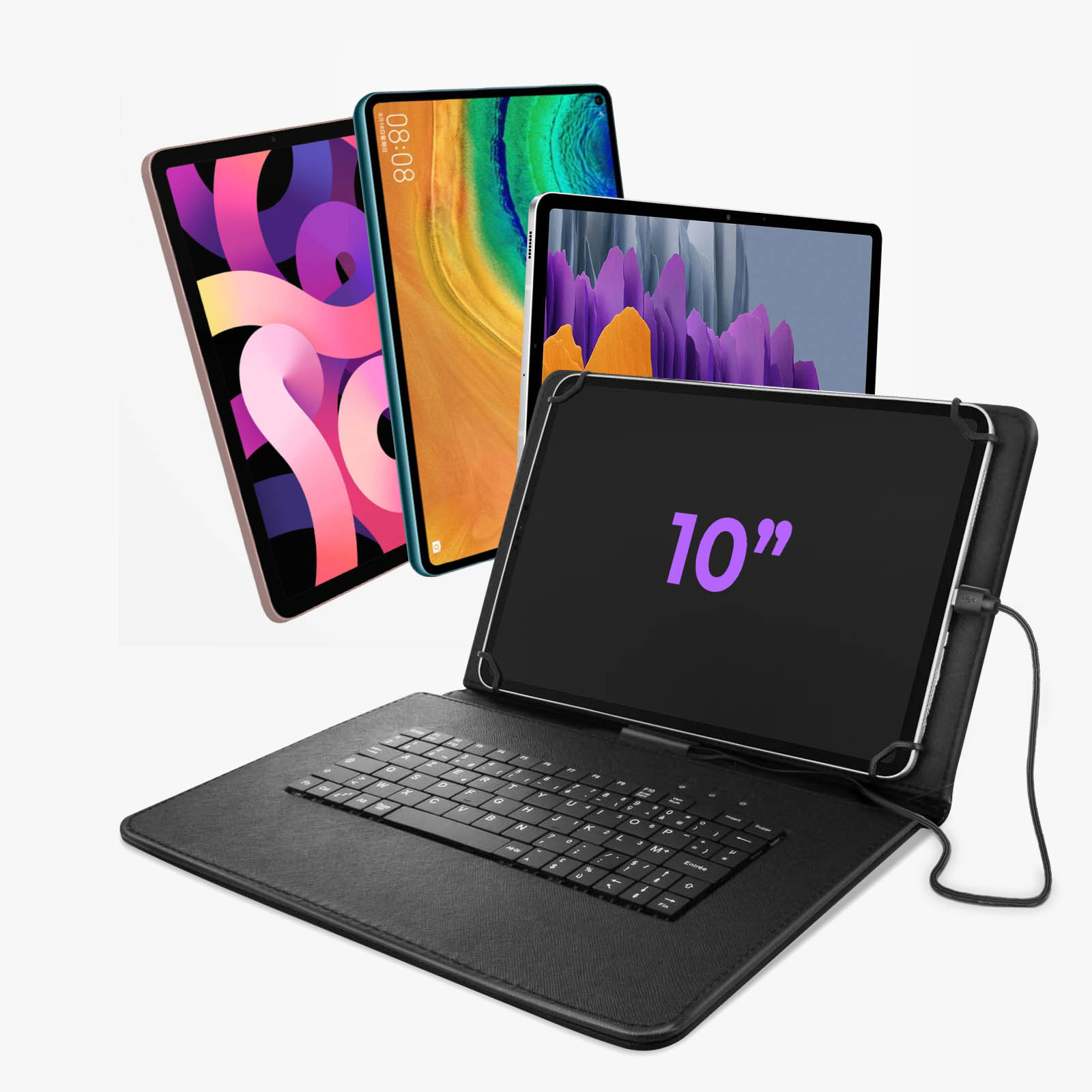 SUBBLIM Custodia Per Tablet Con Tastiera Micro USB, Compatibile Android 4.0+, Per Dispositivi 10,1-11 Pollici, Chiusura Magnetica, Rosso - 2