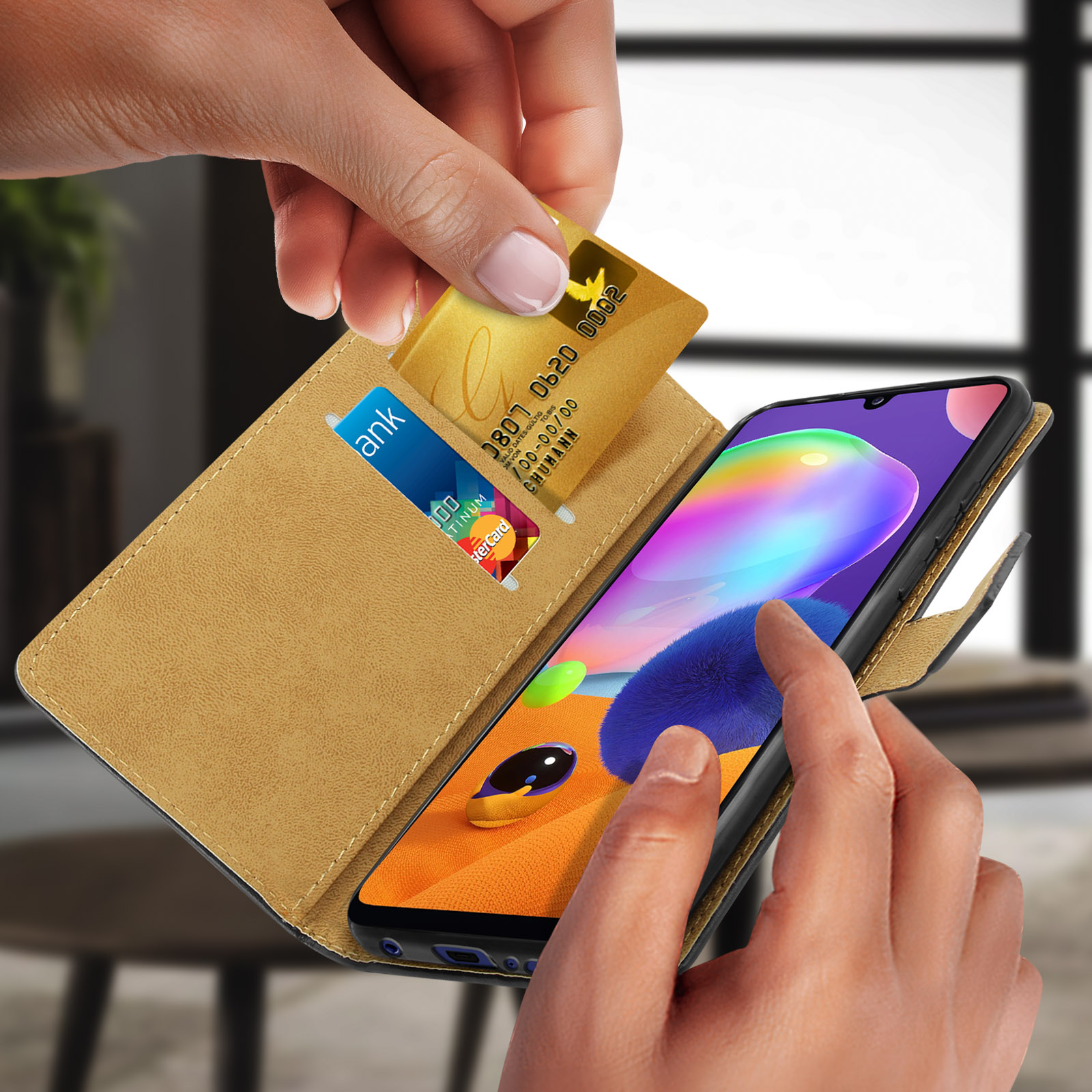 Uposao Cover Compatibile con Samsung Galaxy A31,Cover in Pelle,Case per
