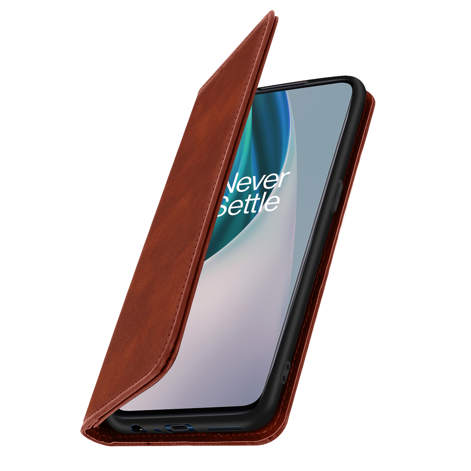 BoxTii Cover per OnePlus Nord 5G, Custodia in PU Pelle Portafoglio per OnePlus Nord 5G, Magnetica Cover a Libro con Slot per Schede, Rosso
