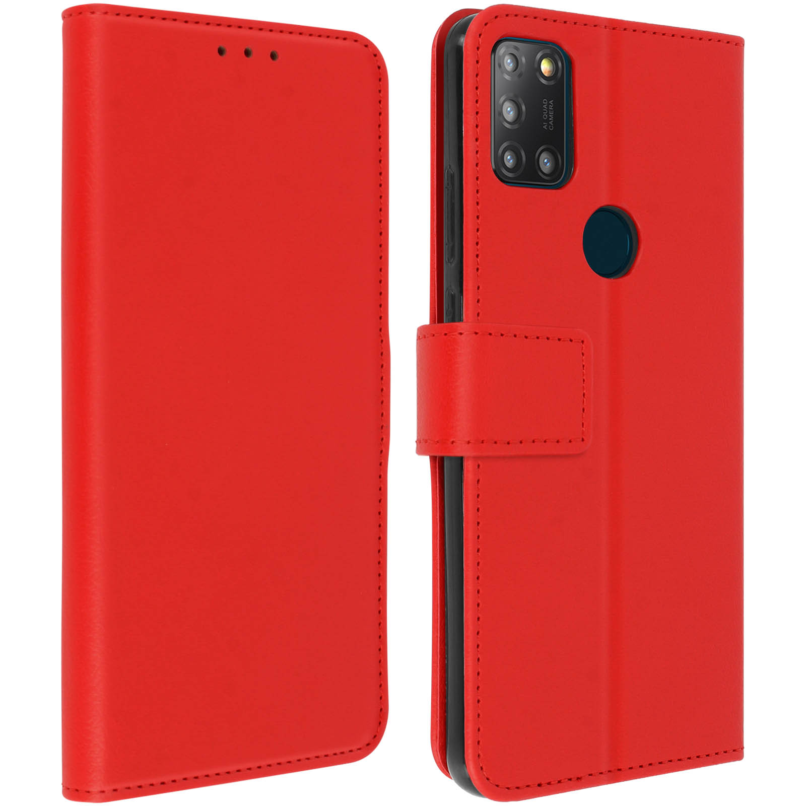 PH26 - Custodia a Portafoglio Ultra Sottile con 2 finestrelle in Eco Pelle di qualità con fermuture magnetiche e Impunture