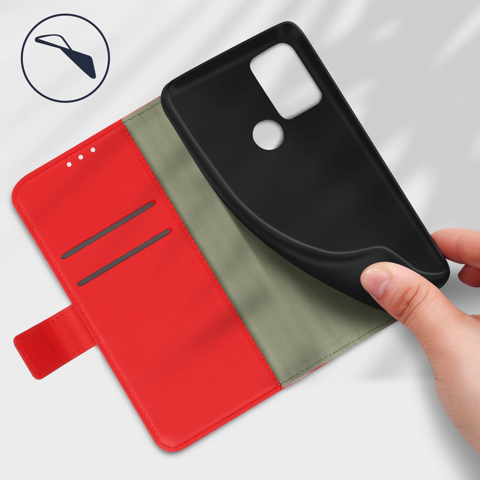 Custodia A Portafoglio PH26 Per Alcatel 3L – Eco Pelle Con 2 Finestre E Chiusura Magnetica