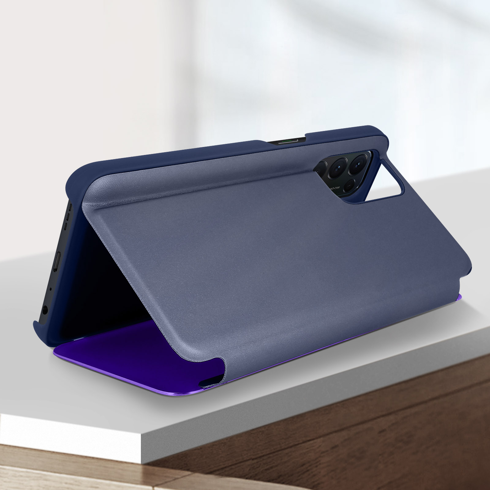 COVER FLIP CLEAR VIEW Per OPPO FIND X3 LITE CUSTODIA SLIM A SPECCHIO