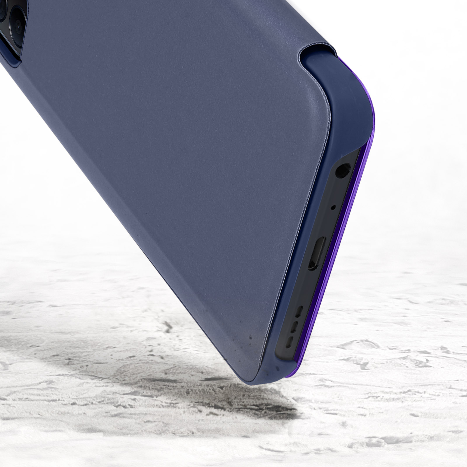TingYR Cover per Oppo Find X3 Lite Custodia, Custodia Flip Traslucido Clear View Specchio Standing Cover, [Funzione Staffa] [Anti Graffio], Case Cover per Oppo Find X3 Lite.(Blu
