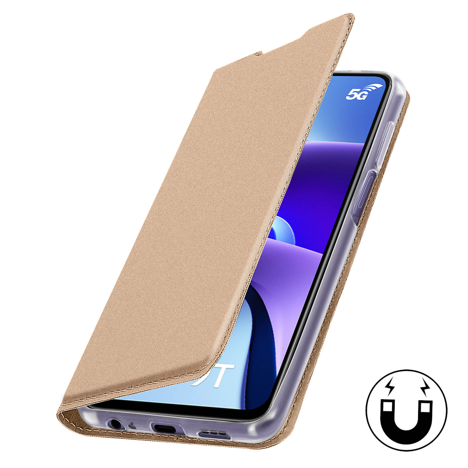 Custodia A Portafoglio Modelabs Per Xiaomi Redmi Note 9T 5G – Design A Triangolo, Porta Carte, Tattile Morbido, Colore Nero