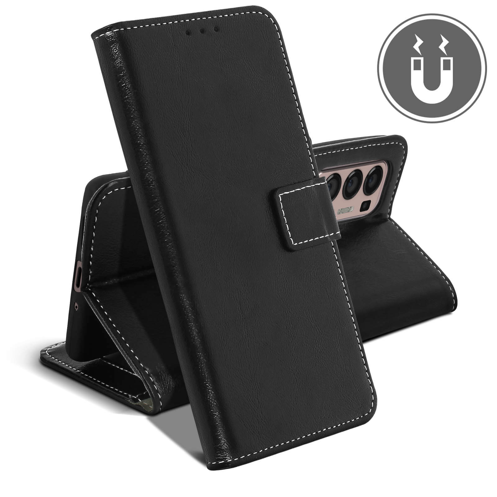 Housse Portefeuille Cuir Flip Noir Pour Oppo Find X3 Neo - Neuf, Marque SDTEK