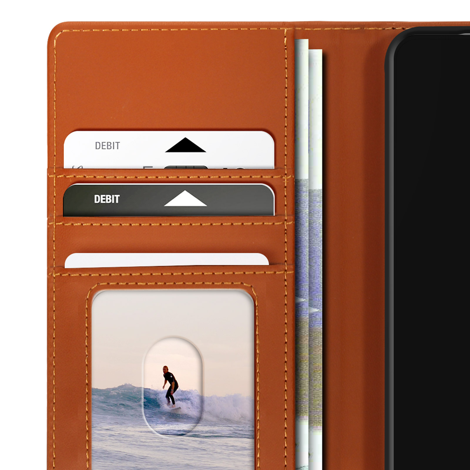 Suncase Custodia A Libro In Pelle Per IPhone 12 (6.1'') - Con 3 Slot Per Carte E Funzione Leggio - Grigio Anticato