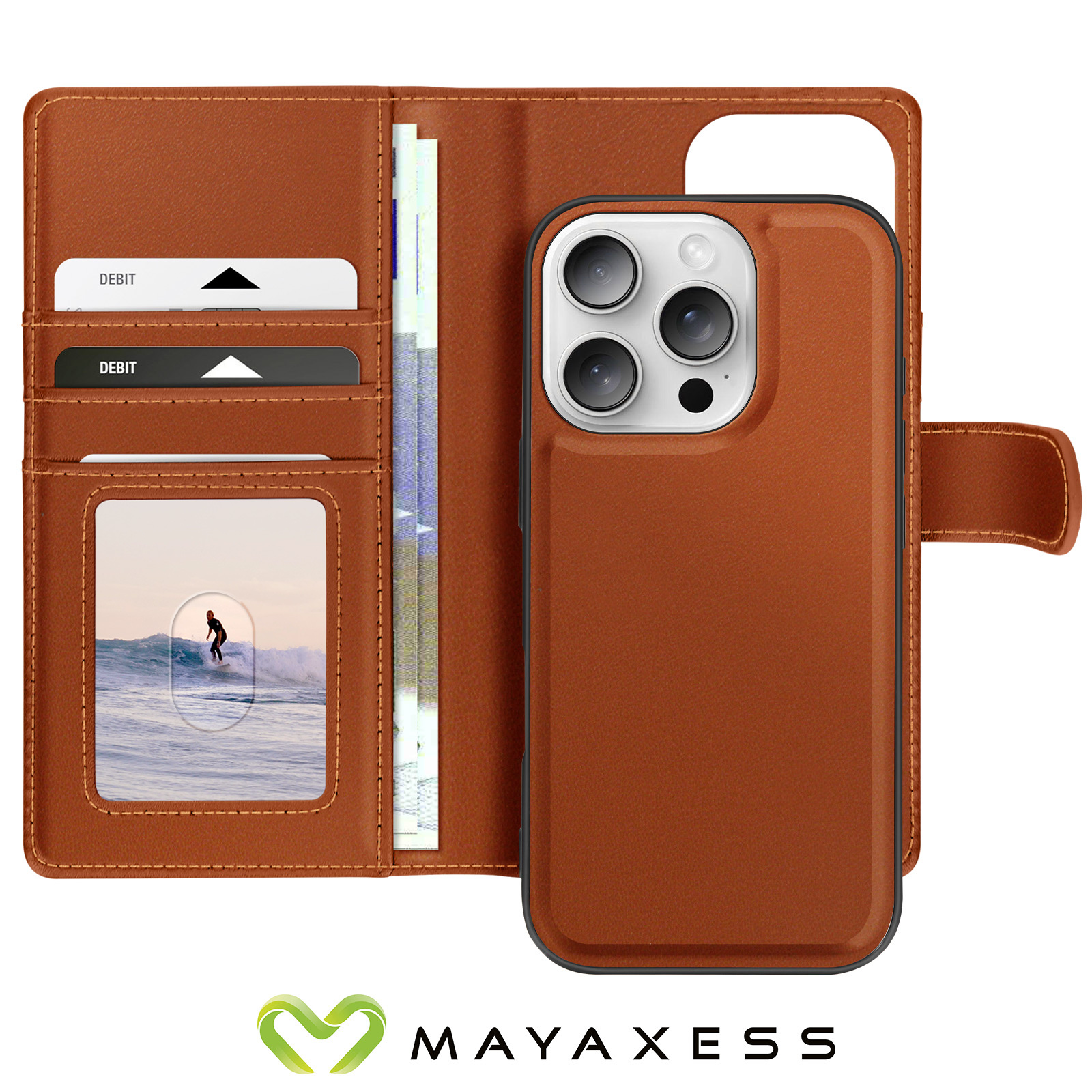 Housse Pliable Type Livre Pour IPhone 16 / Pro / Pro Max / Plus - Similicuir - Marque Betterfon