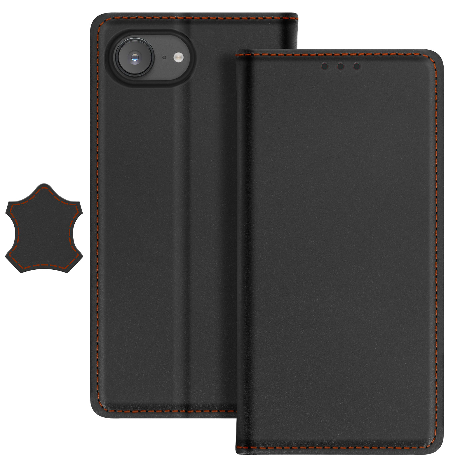 Tenphone Custodia A Portafoglio Per IPhone 6/6S, Pelle PU Con 2 Scomparti Per Carte, Nero, Funzione Stand