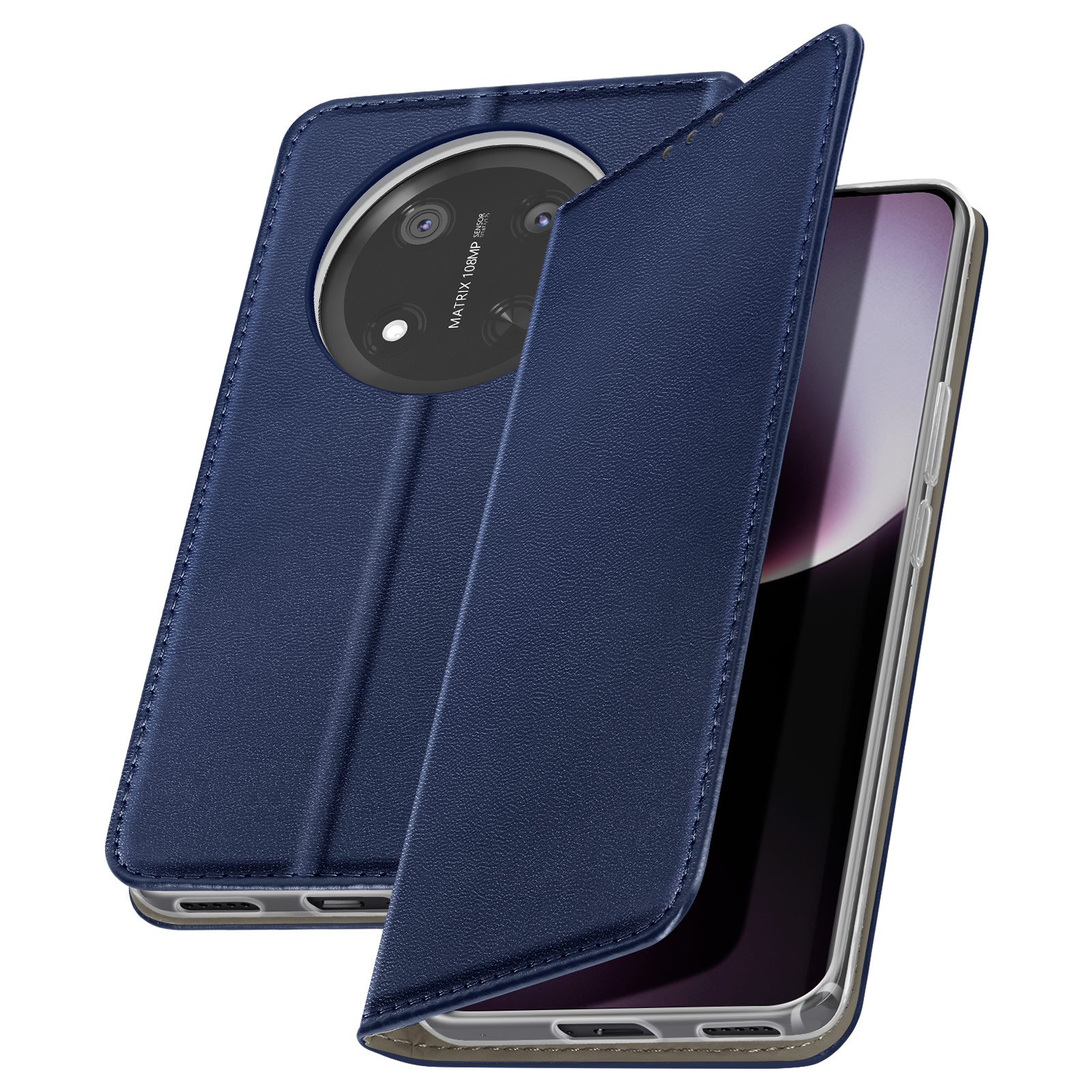 MOJIA Custodia Portafoglio Per Honor X7 Con Farfalla 3D – Cover Flip In PU E TPU, Magnetica, 3 Slot Carte E Supporto, Blu